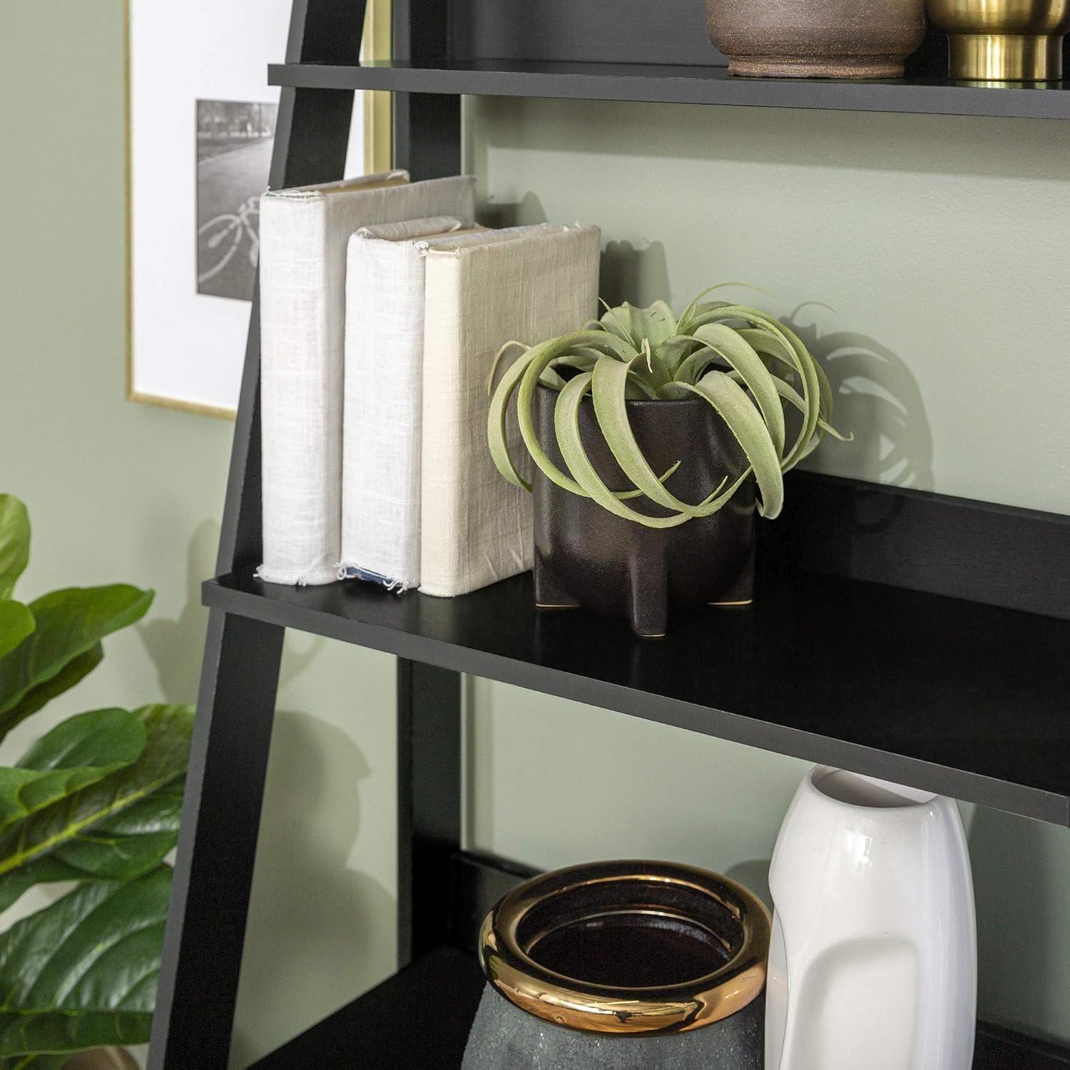 imageWalker Edison Sophia Modern 4 Shelf Ladder Bookcase 55 Inch WhiteBlack