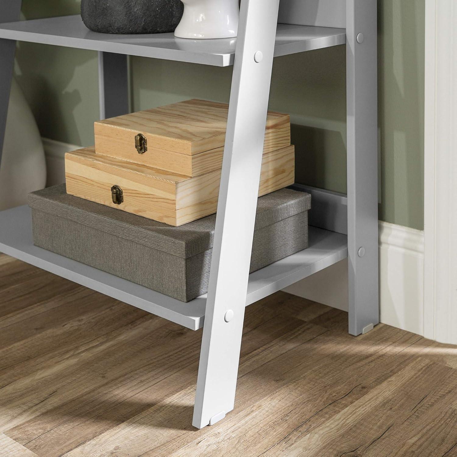 imageWalker Edison Sophia Modern 4 Shelf Ladder Bookcase 55 Inch WhiteGrey