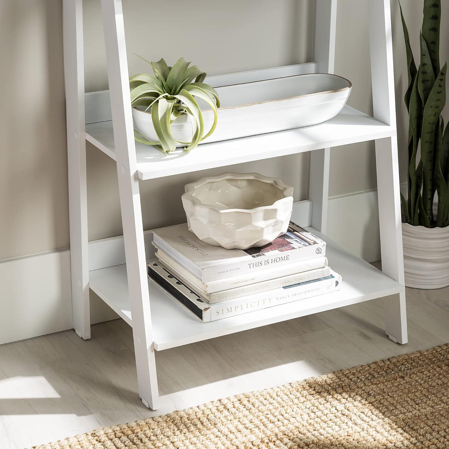 imageWalker Edison Sophia Modern 4 Shelf Ladder Bookcase 55 Inch WhiteWhite