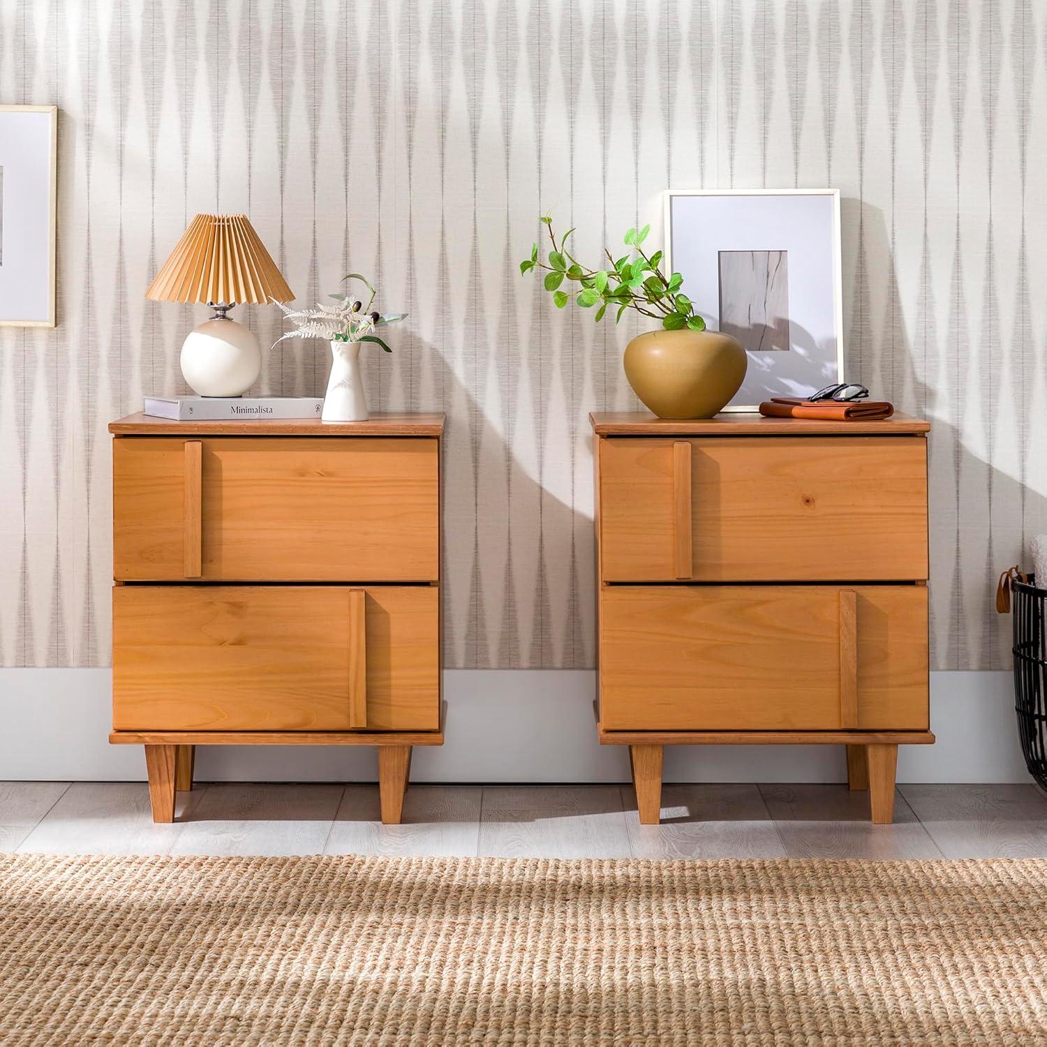 imageWalker Edison Sprague Contemporary Detailed Drawer Solid Wood Nightstand 20 Inch CaramelCaramel