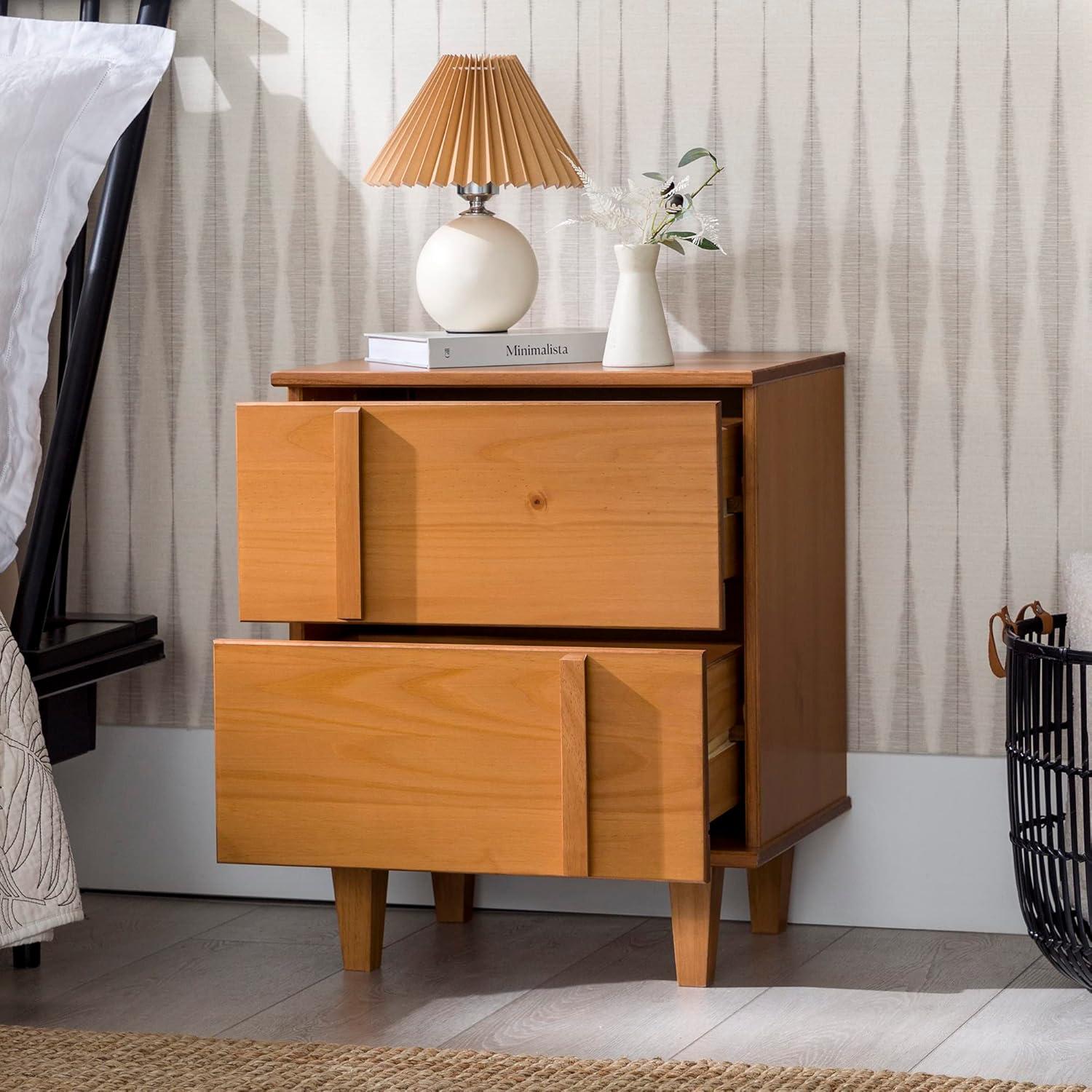 imageWalker Edison Sprague Contemporary Detailed Drawer Solid Wood Nightstand 20 Inch CaramelCaramel