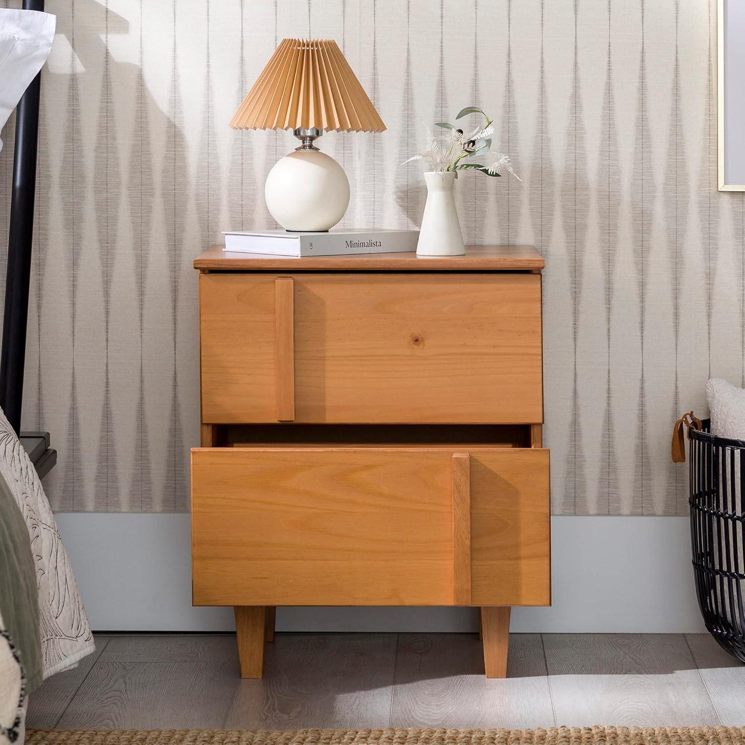 imageWalker Edison Sprague Contemporary Detailed Drawer Solid Wood Nightstand 20 Inch CaramelCaramel