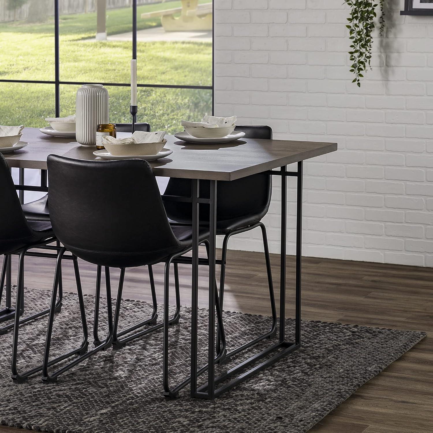imageWalker Edison Sutton Wood and Dual Metal Leg Dining Table 60 Inch GreyGrey