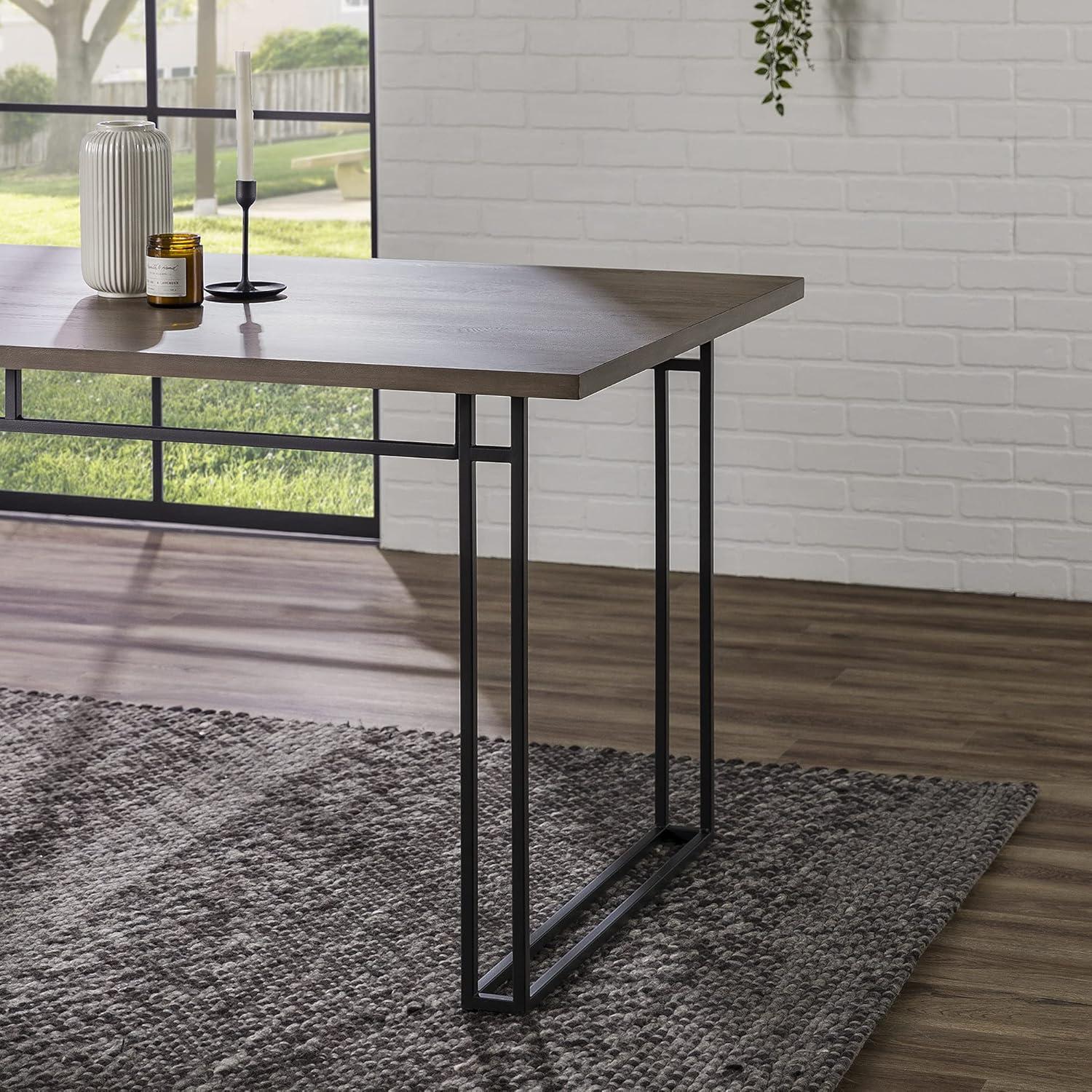imageWalker Edison Sutton Wood and Dual Metal Leg Dining Table 60 Inch GreyGrey