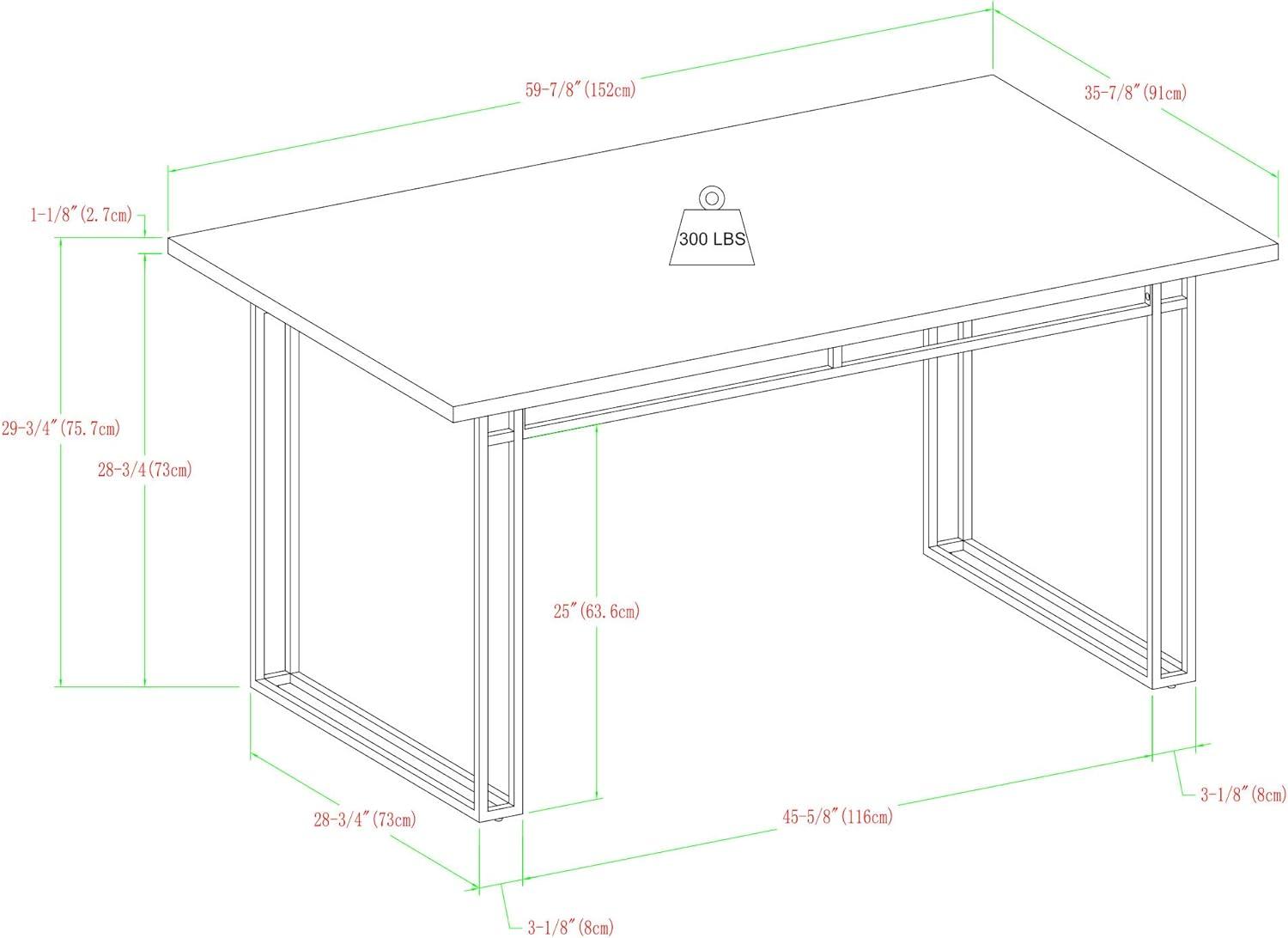 imageWalker Edison Sutton Wood and Dual Metal Leg Dining Table 60 Inch GreyGrey