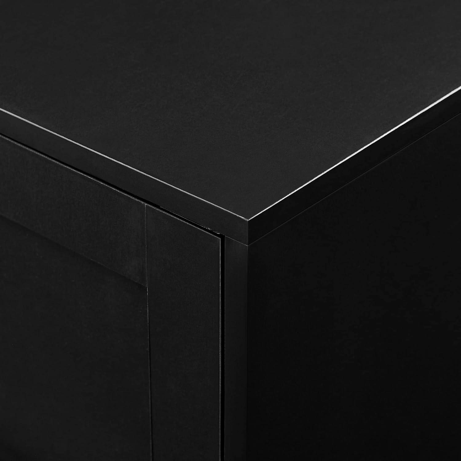 imageWalker Edison Tage Modern PullOpen Door Low TV Stand for TVs up to 65 Inches 58 Inch Solid BlackSolid Black