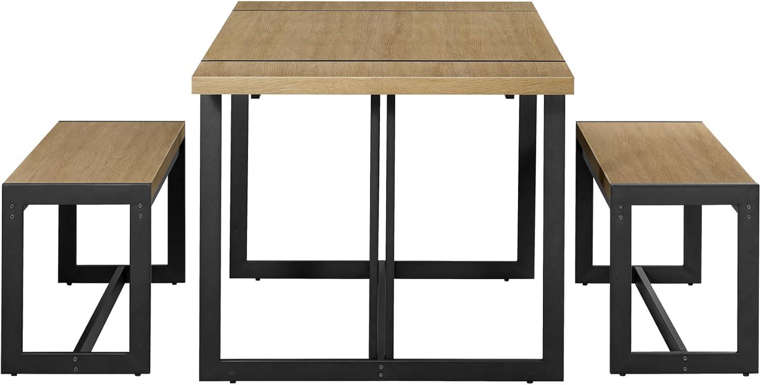imageWalker Edison Tien Urban 3Piece Dining Table and Bench Set Set of 3 Coastal OakCoastal Oak