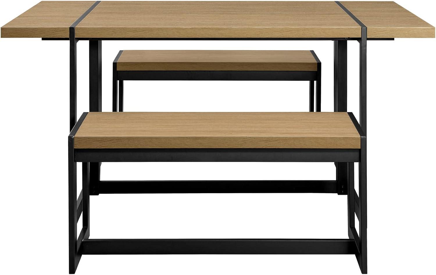 imageWalker Edison Tien Urban 3Piece Dining Table and Bench Set Set of 3 Coastal OakCoastal Oak