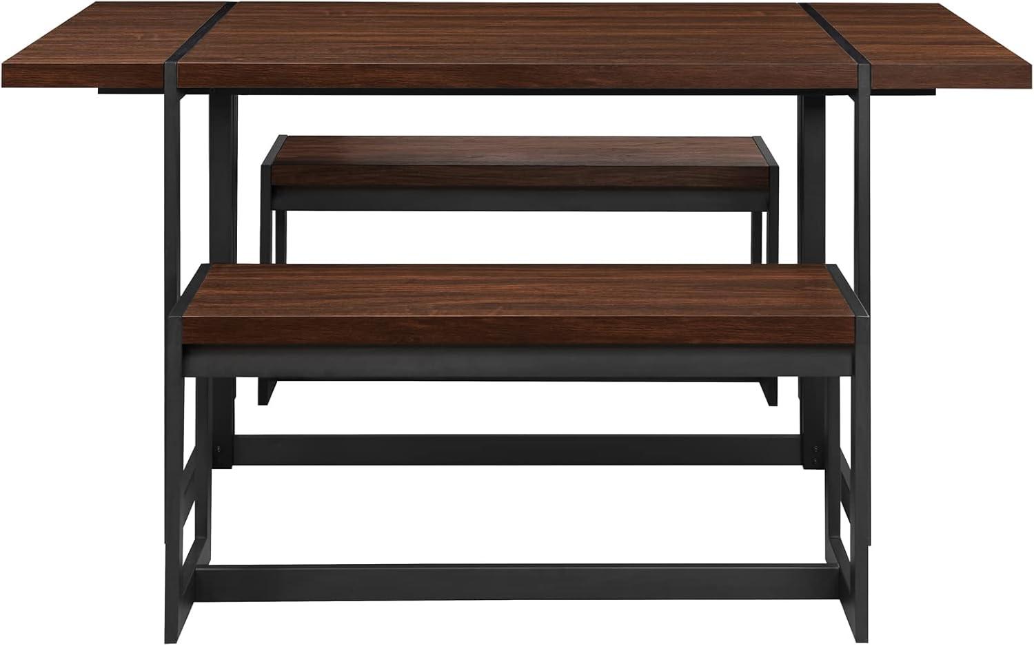 imageWalker Edison Tien Urban 3Piece Dining Table and Bench Set Set of 3 Coastal OakDark Walnut