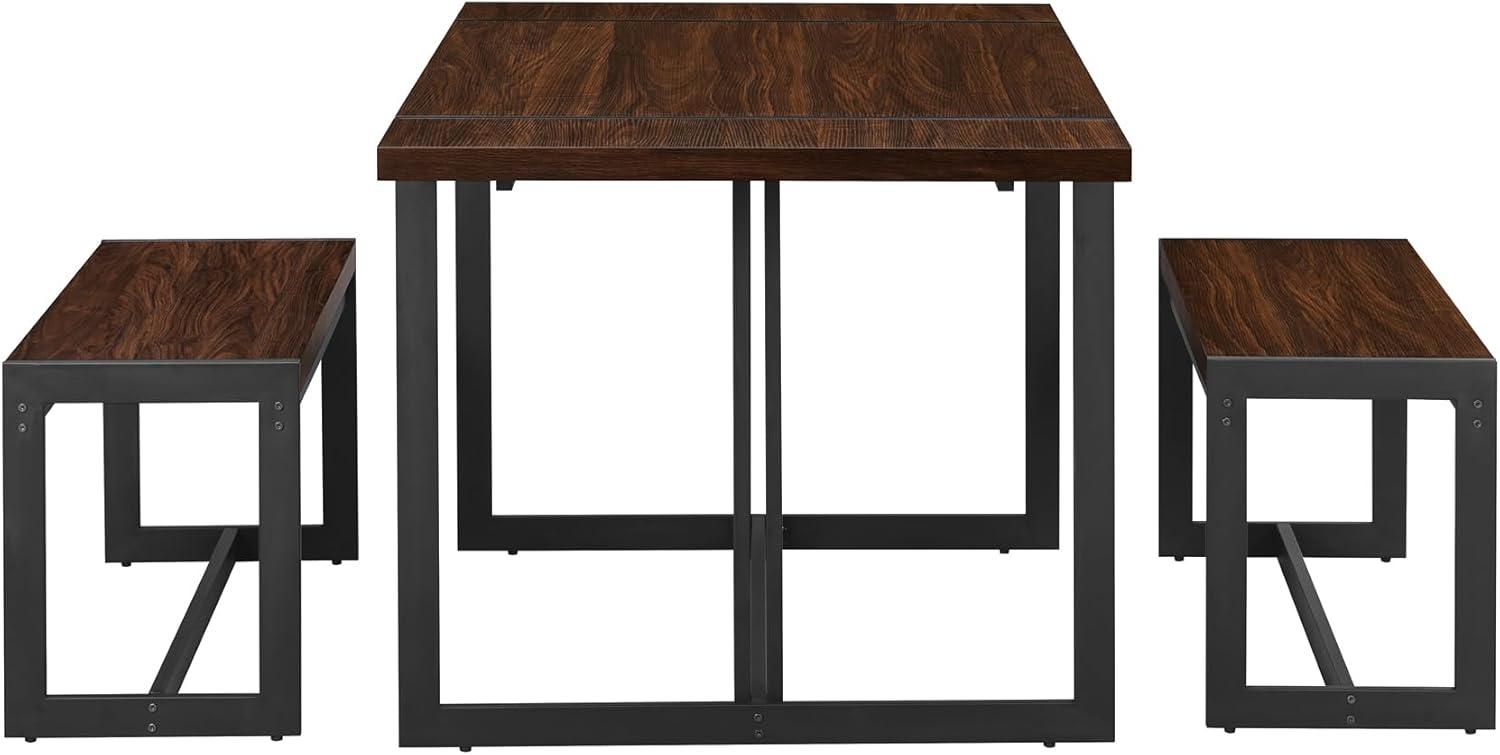 imageWalker Edison Tien Urban 3Piece Dining Table and Bench Set Set of 3 Coastal OakDark Walnut