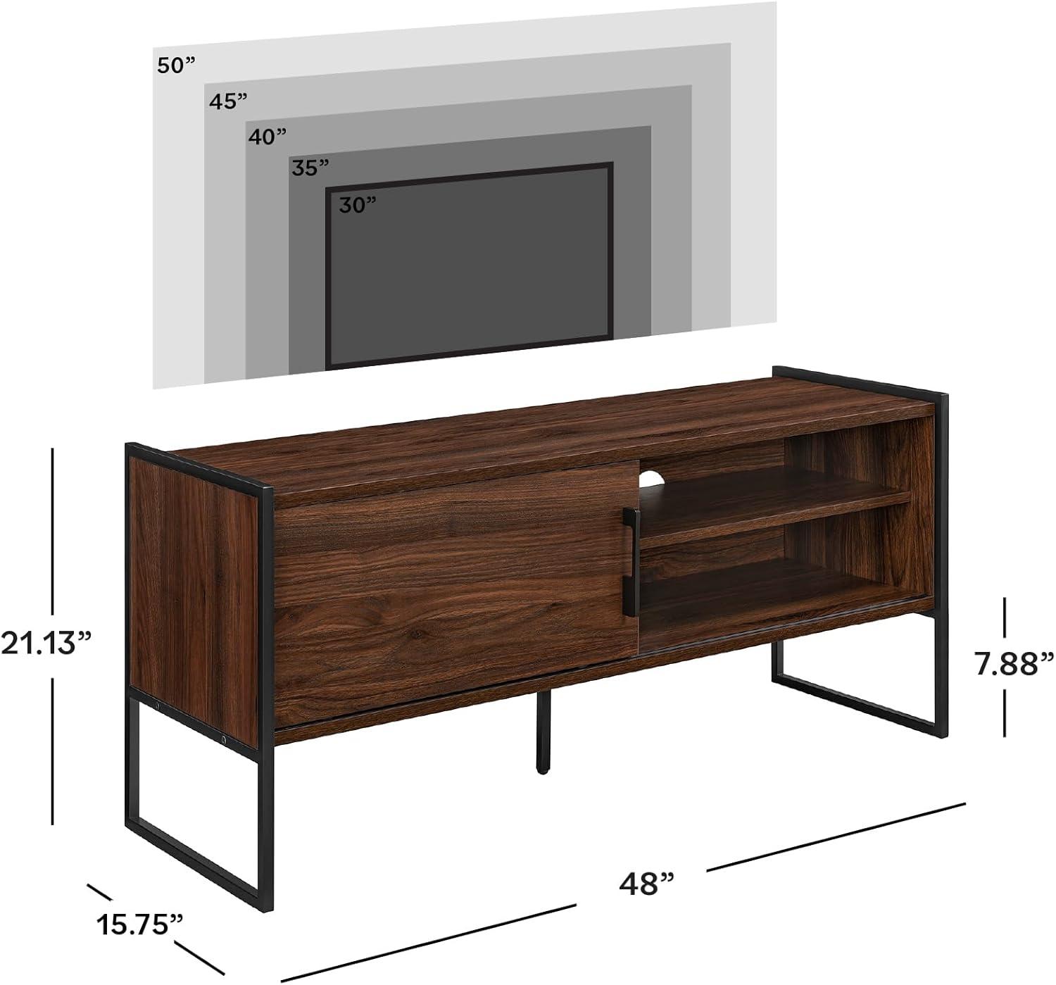 imageWalker Edison Tierra Contemporary Minimalist MetalLeg Low Stand for TVs up to 50 Inches 48 Inch Dark Walnut