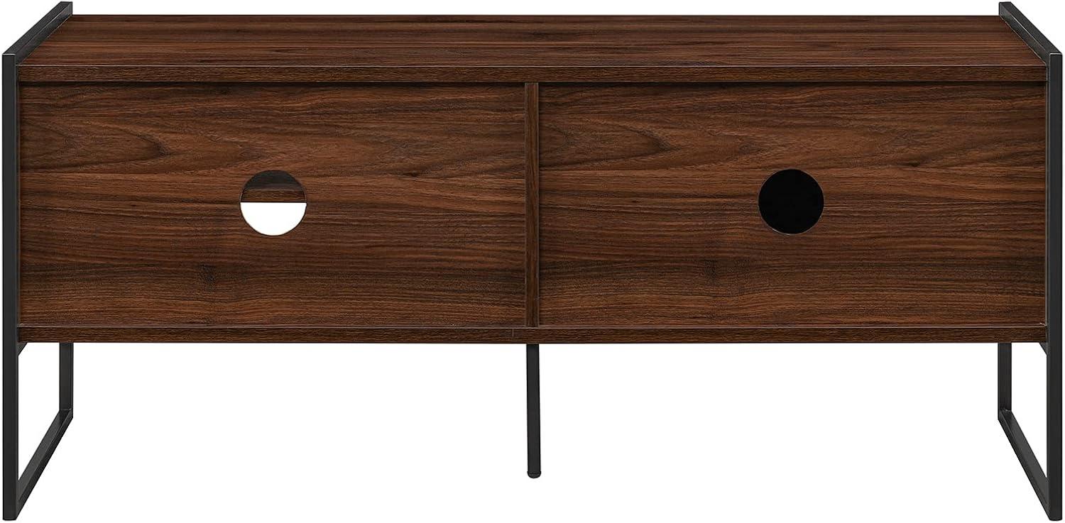 imageWalker Edison Tierra Contemporary Minimalist MetalLeg Low Stand for TVs up to 50 Inches 48 Inch Dark Walnut