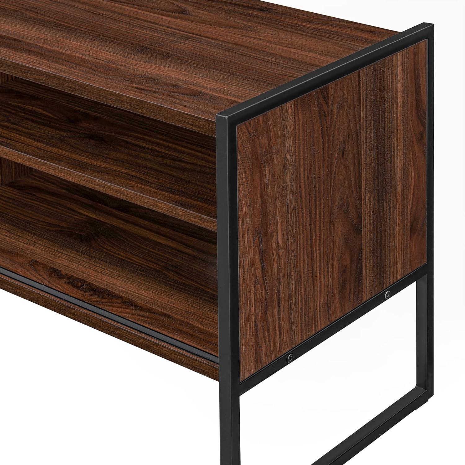 imageWalker Edison Tierra Contemporary Minimalist MetalLeg Low Stand for TVs up to 50 Inches 48 Inch Dark Walnut