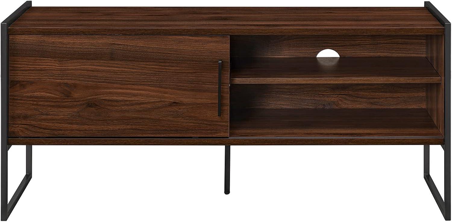 imageWalker Edison Tierra Contemporary Minimalist MetalLeg Low Stand for TVs up to 50 Inches 48 Inch Dark Walnut