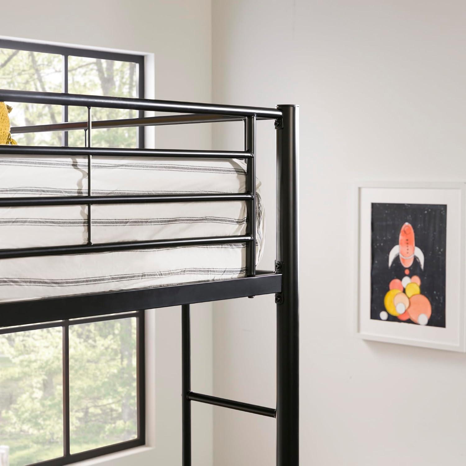 imageWalker Edison Timothee Urban Industrial Metal Double over Loft Bunk Bed Full Loft BlackBlack