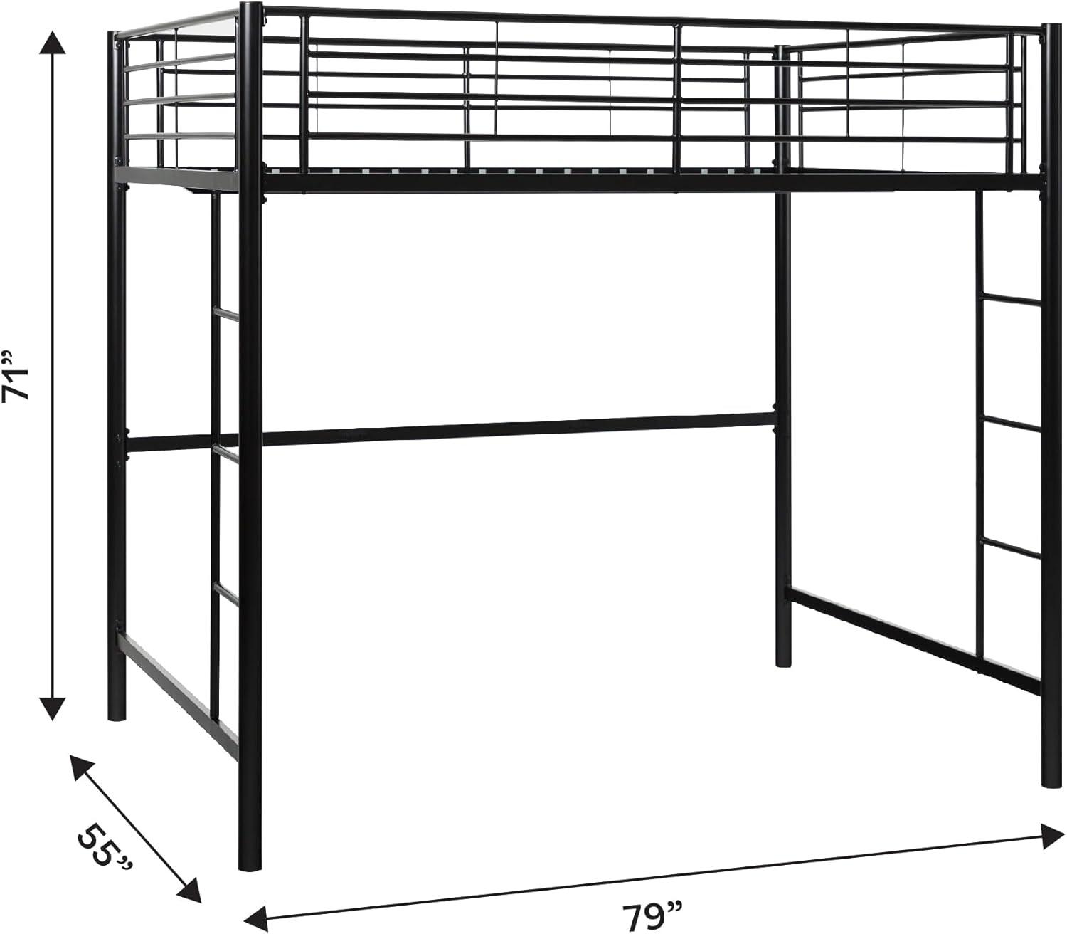 imageWalker Edison Timothee Urban Industrial Metal Double over Loft Bunk Bed Full Loft BlackBlack