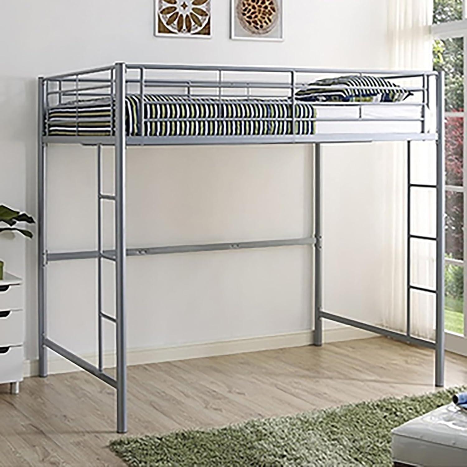 imageWalker Edison Timothee Urban Industrial Metal Double over Loft Bunk Bed Full Loft BlackSilver