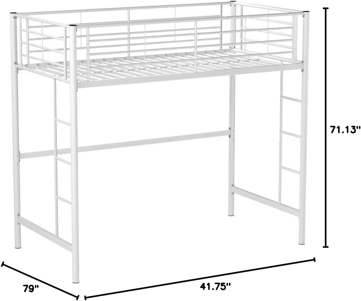 imageWalker Edison Timothee Urban Industrial Metal Twin over Loft Bunk Bed Twin Size White