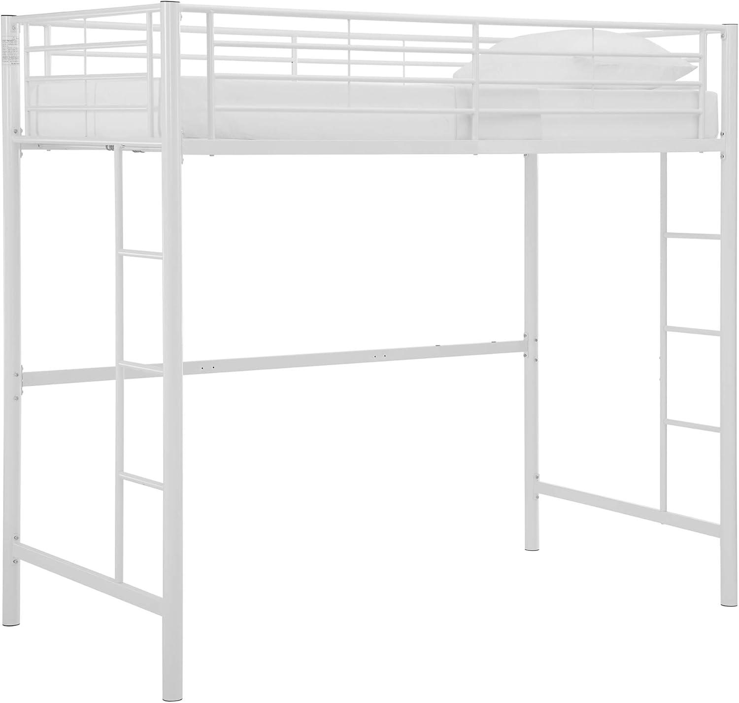 imageWalker Edison Timothee Urban Industrial Metal Twin over Loft Bunk Bed Twin Size White