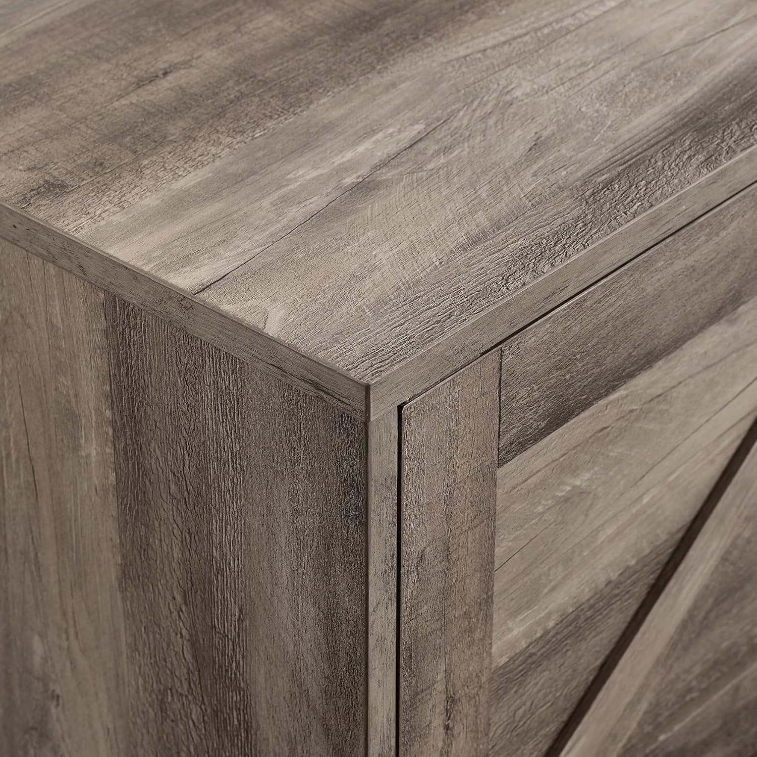 imageWalker Edison Tinsley Rustic BarnDoor Low Stand for TVs up to 80 Inches 70 Inch Grey WashGrey Wash