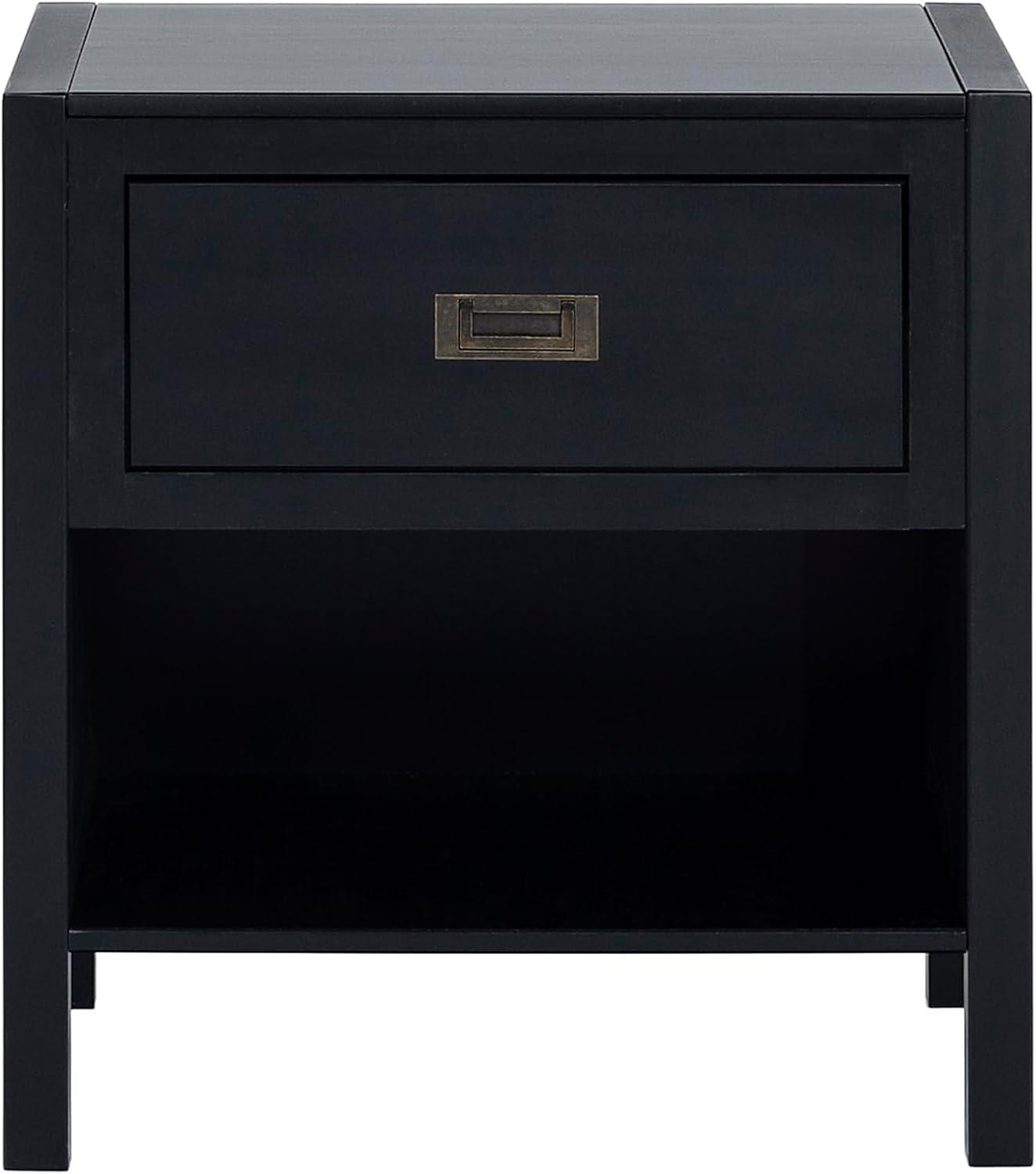 imageWalker Edison Traditional Simple Wood Rectangle Side Table Living Room Storage Small End Table 1 Drawer BlackBlack