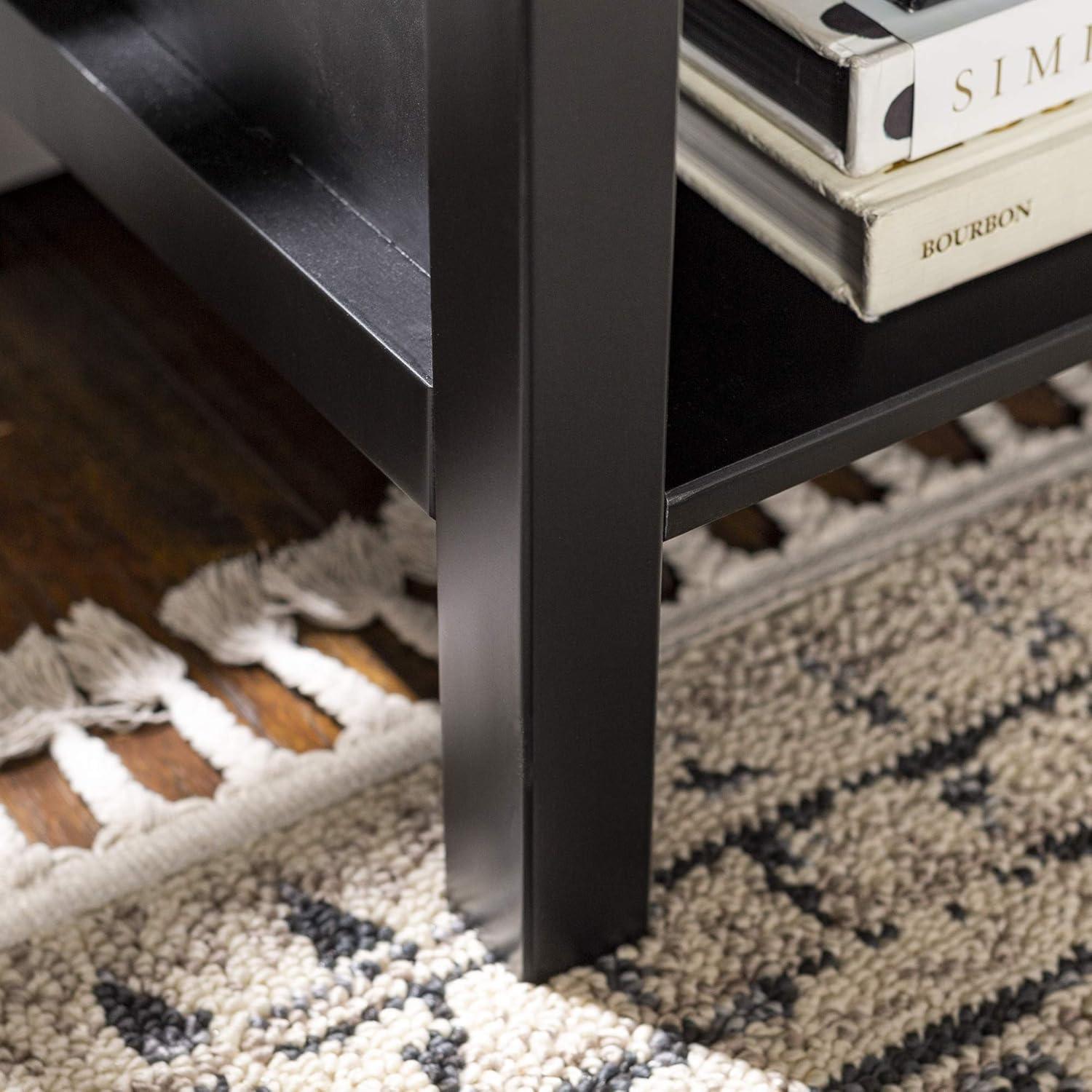 imageWalker Edison Traditional Simple Wood Rectangle Side Table Living Room Storage Small End Table 1 Drawer BlackBlack