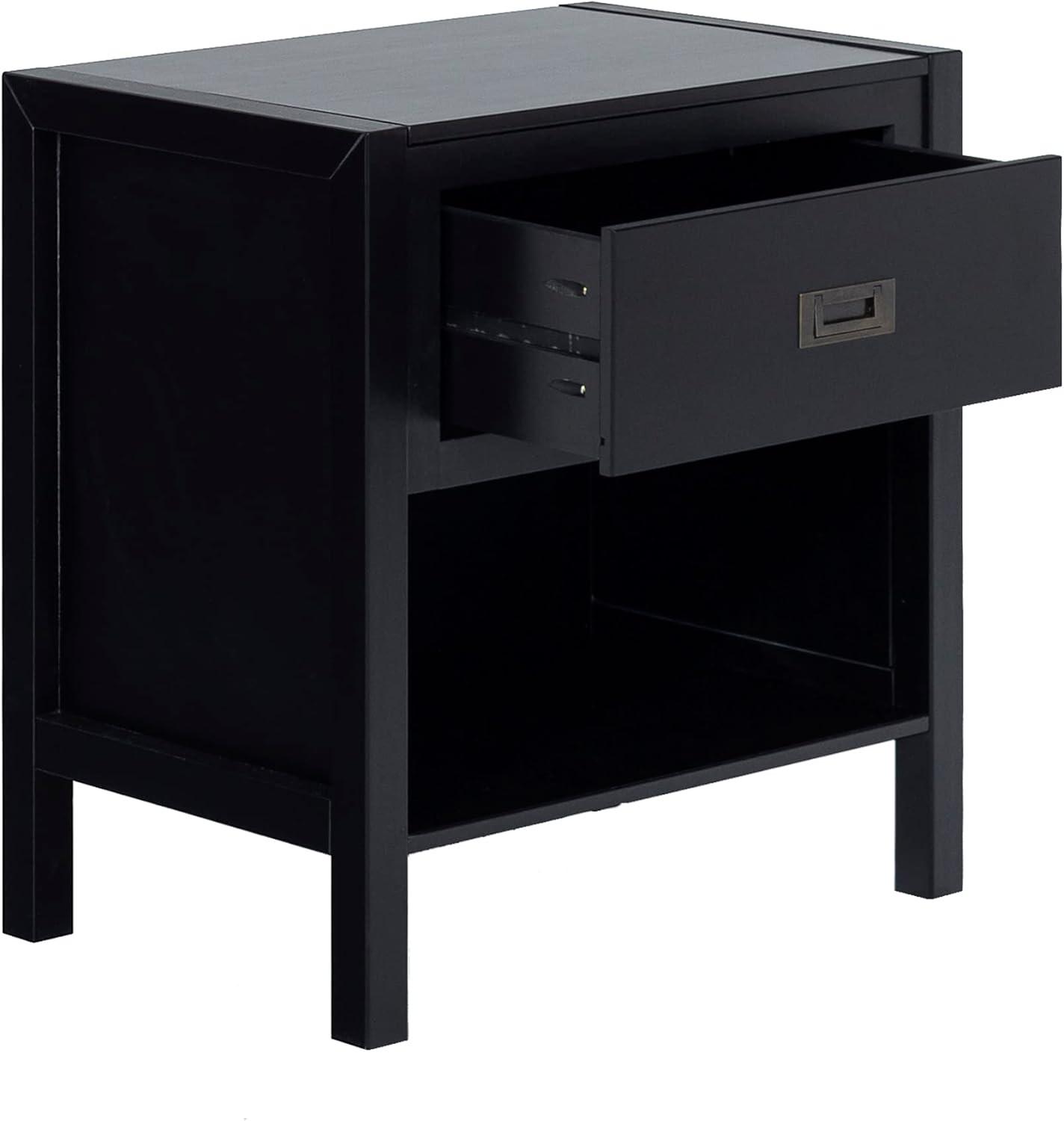 imageWalker Edison Traditional Simple Wood Rectangle Side Table Living Room Storage Small End Table 1 Drawer BlackBlack