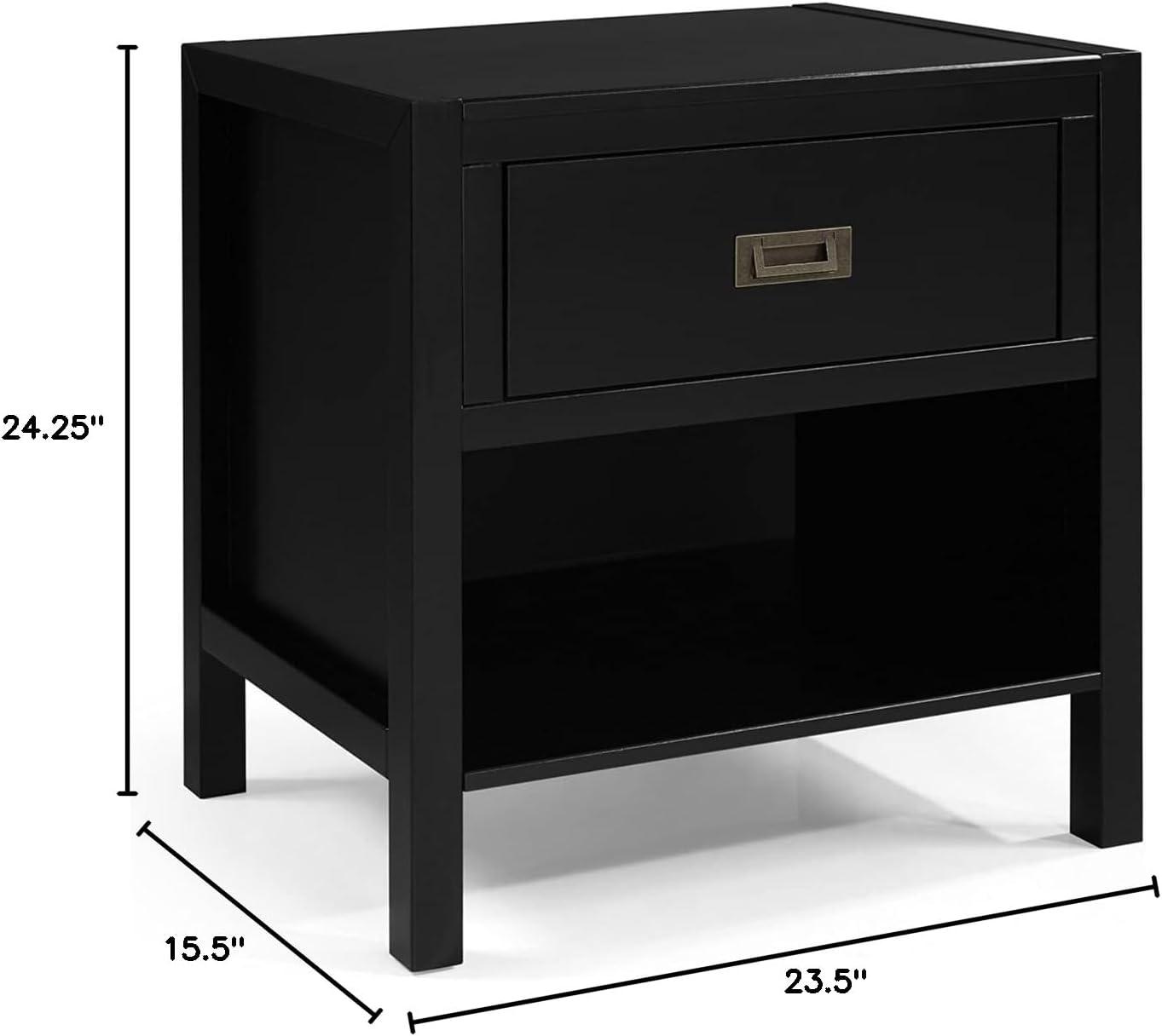imageWalker Edison Traditional Simple Wood Rectangle Side Table Living Room Storage Small End Table 1 Drawer BlackBlack