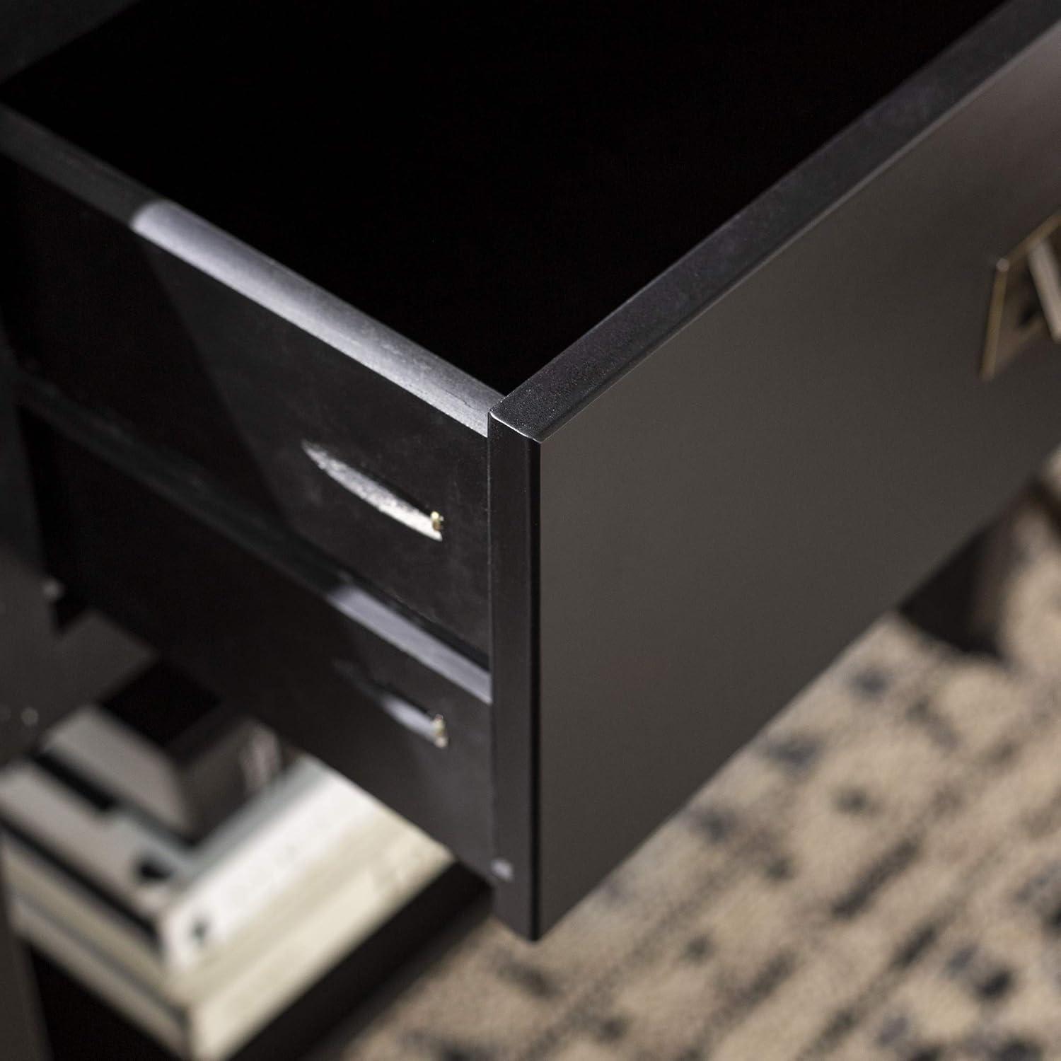 imageWalker Edison Traditional Simple Wood Rectangle Side Table Living Room Storage Small End Table 1 Drawer BlackBlack