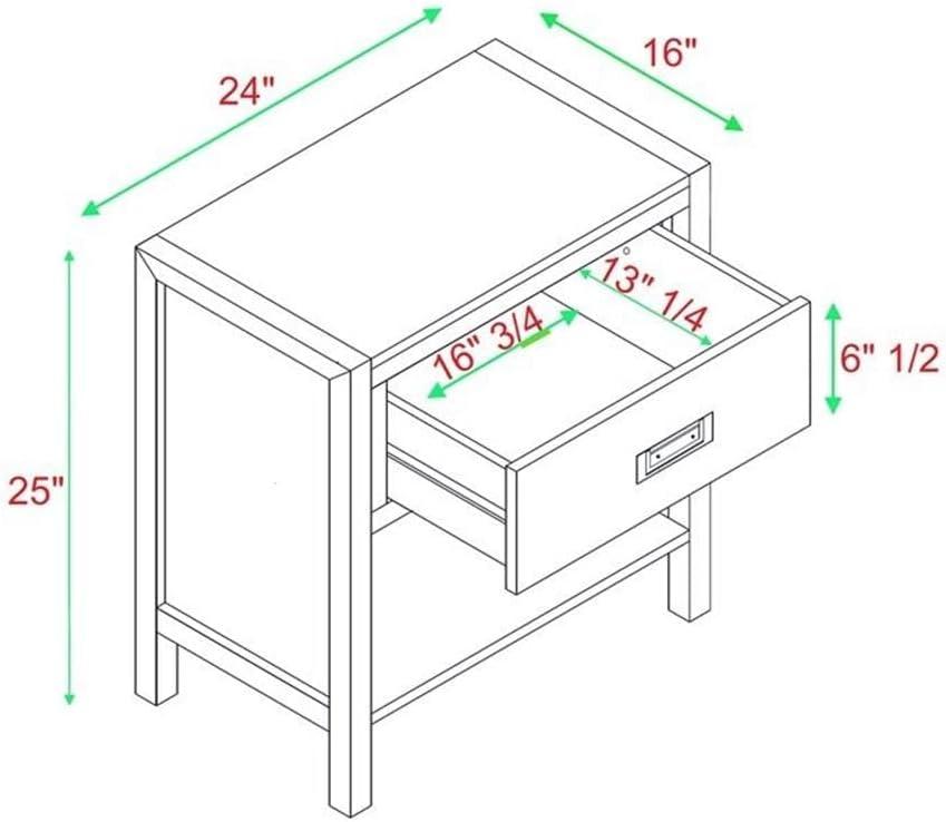 imageWalker Edison Traditional Simple Wood Rectangle Side Table Living Room Storage Small End Table 1 Drawer BlackWalnut