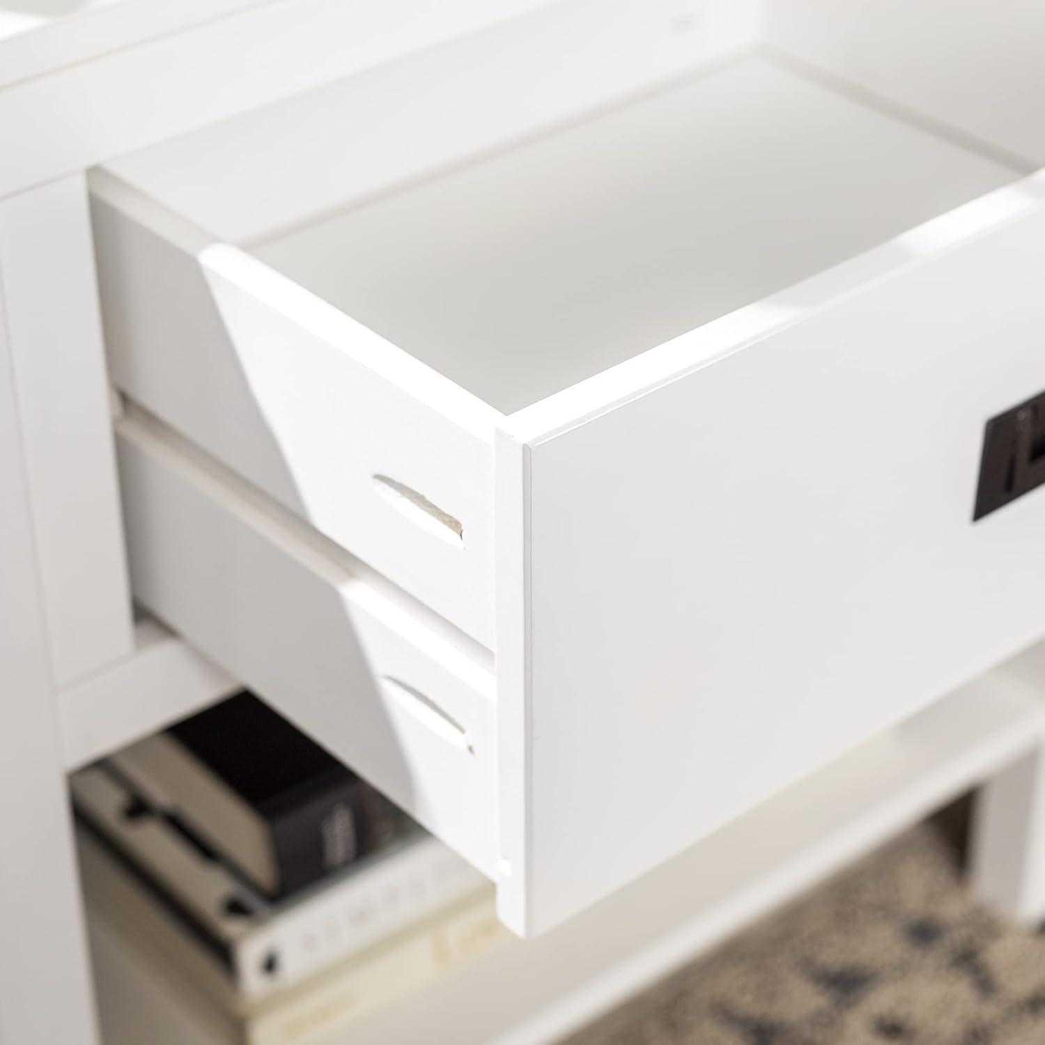 imageWalker Edison Traditional Simple Wood Rectangle Side Table Living Room Storage Small End Table 1 Drawer BlackWhite