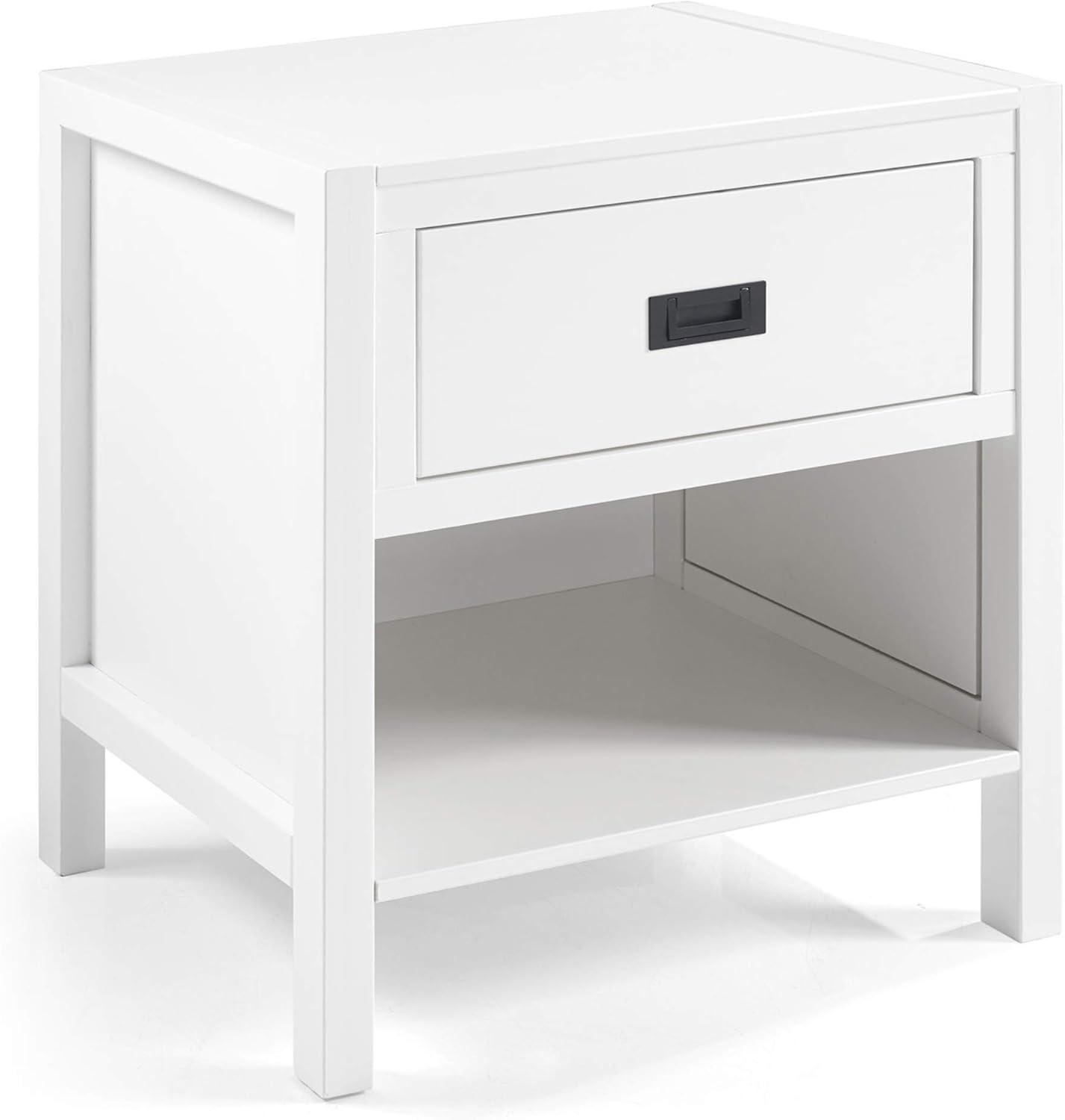 imageWalker Edison Traditional Simple Wood Rectangle Side Table Living Room Storage Small End Table 1 Drawer BlackWhite