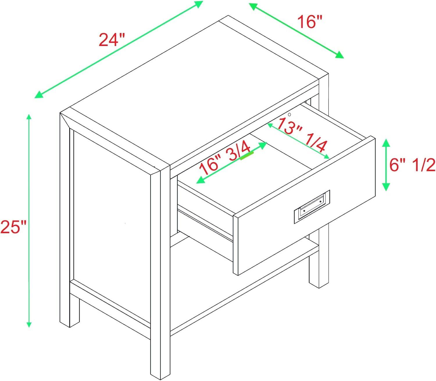 imageWalker Edison Traditional Simple Wood Rectangle Side Table Living Room Storage Small End Table 1 Drawer BlackWhite