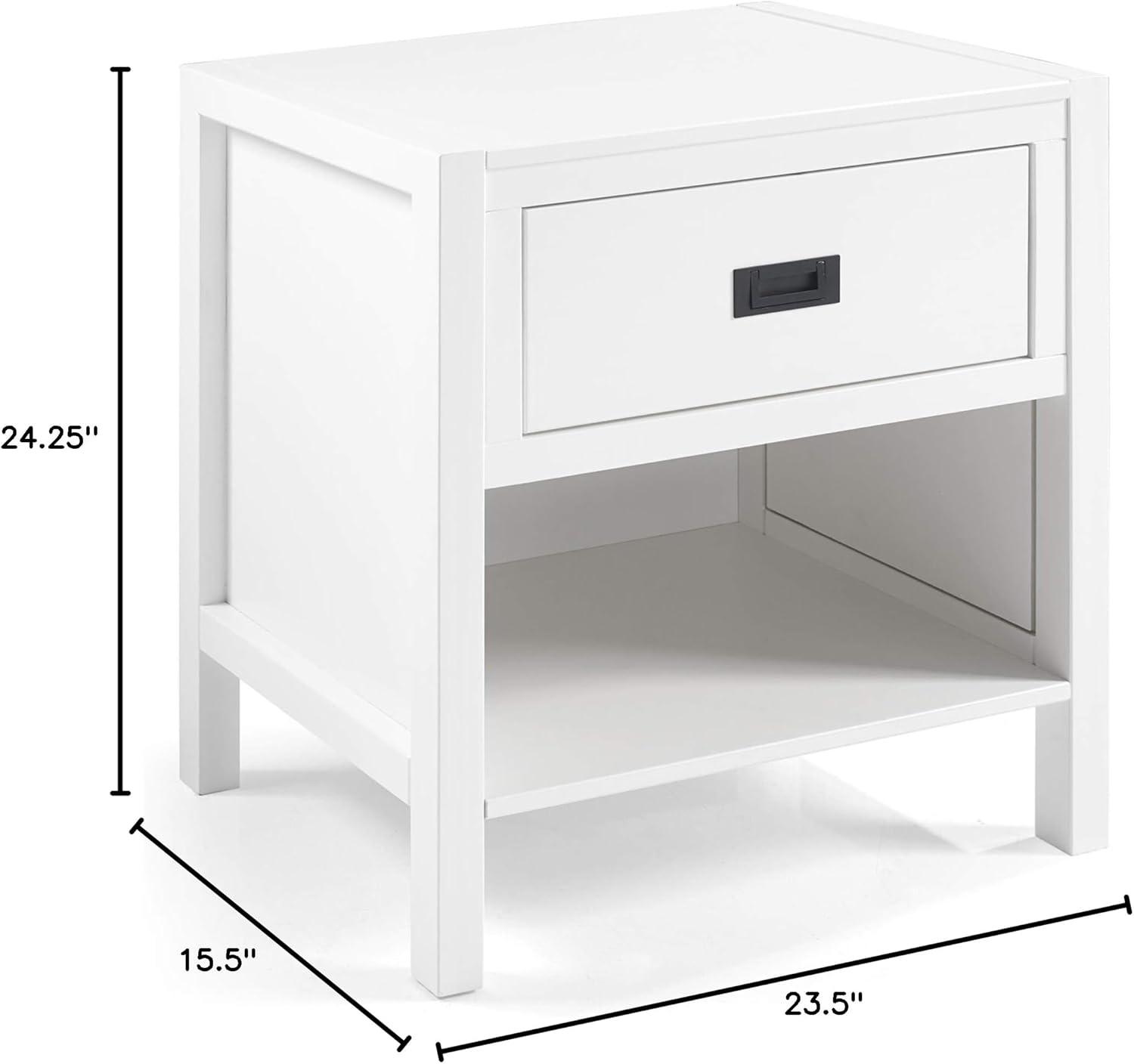 imageWalker Edison Traditional Simple Wood Rectangle Side Table Living Room Storage Small End Table 1 Drawer BlackWhite