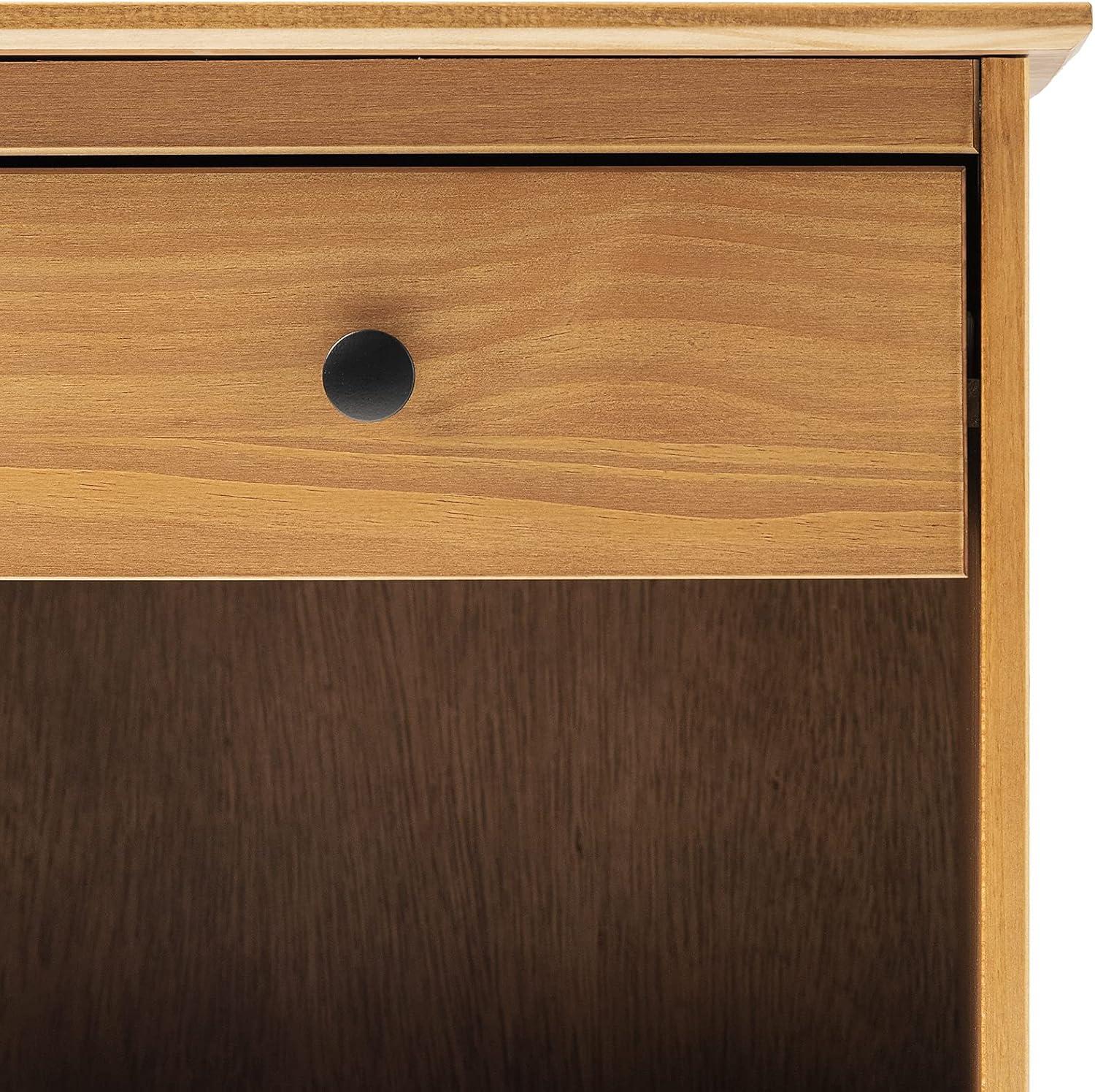 imageWalker Edison Traditional Wood 1 Drawer Nightstand Side Table Bedroom Storage Drawer and Shelf Bedside End Table 18 Inch CaramelCaramel