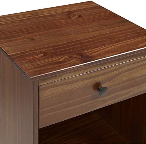 imageWalker Edison Traditional Wood 1 Drawer Nightstand Side Table Bedroom Storage Drawer and Shelf Bedside End Table 18 Inch CaramelWalnut