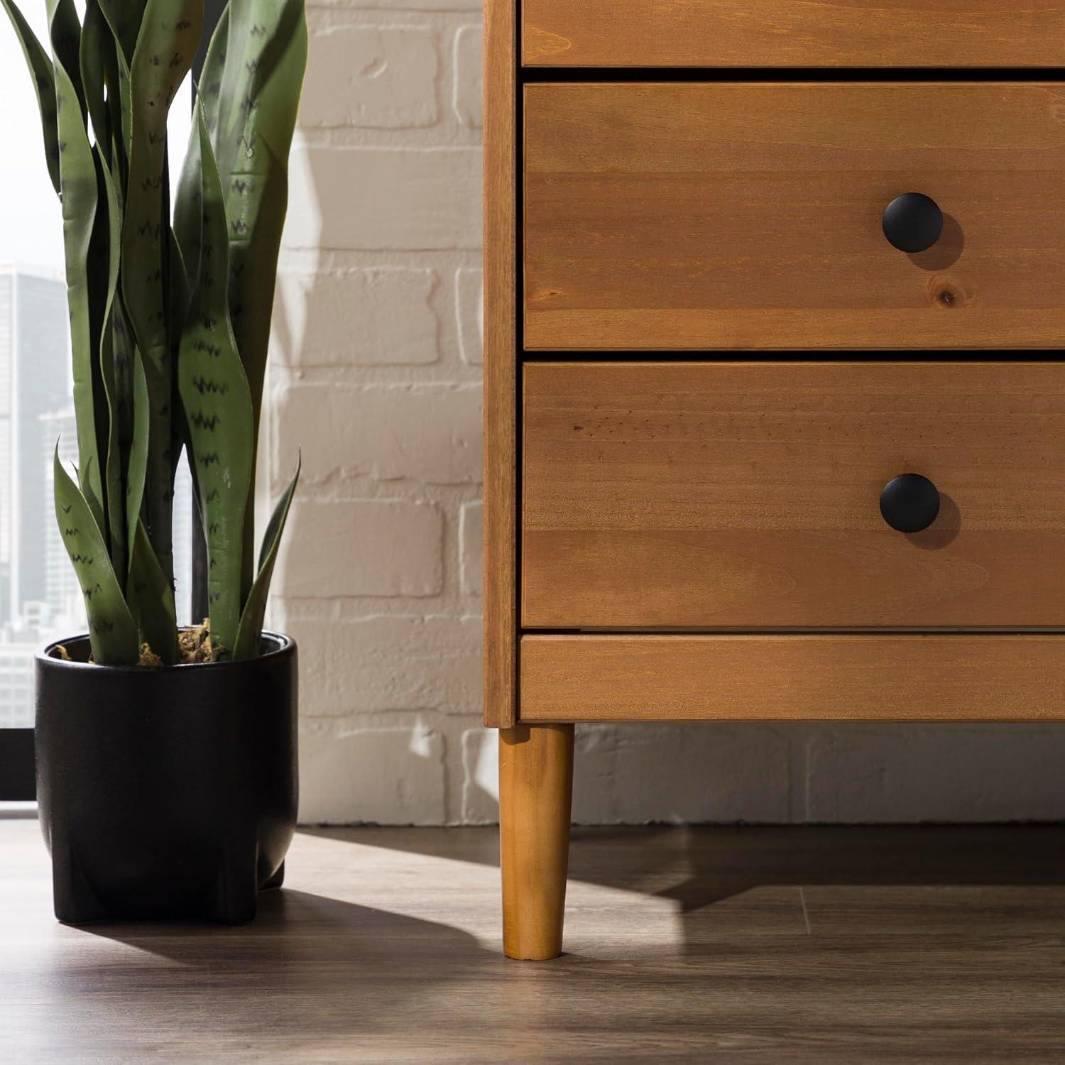 imageWalker Edison Traditional Wood 3 Drawer Nightstand Side Table Bedroom Storage Drawer and Shelf Bedside End Table 18 Inch CaramelCaramel