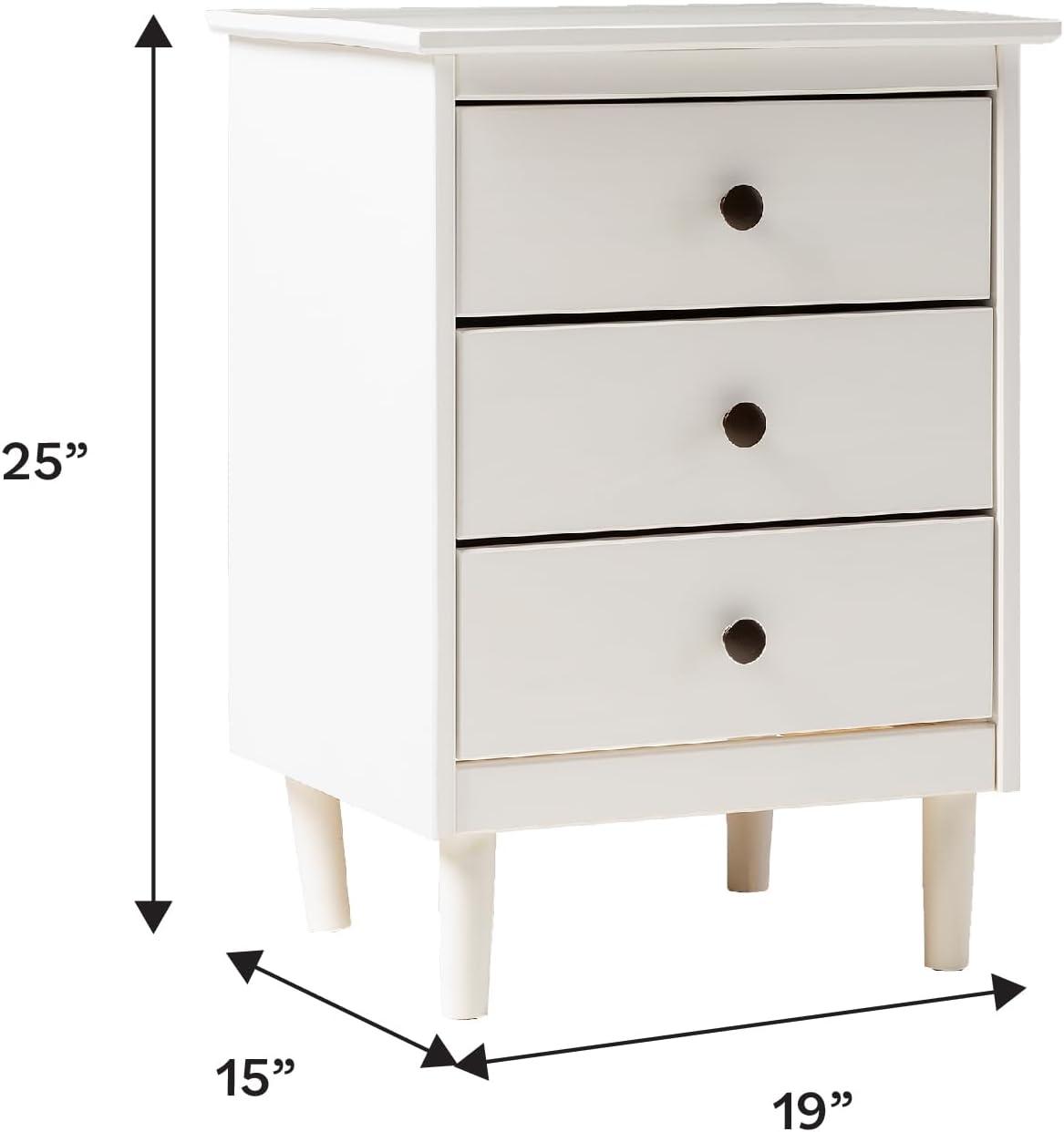 imageWalker Edison Traditional Wood 3 Drawer Nightstand Side Table Bedroom Storage Drawer and Shelf Bedside End Table 18 Inch CaramelWhite