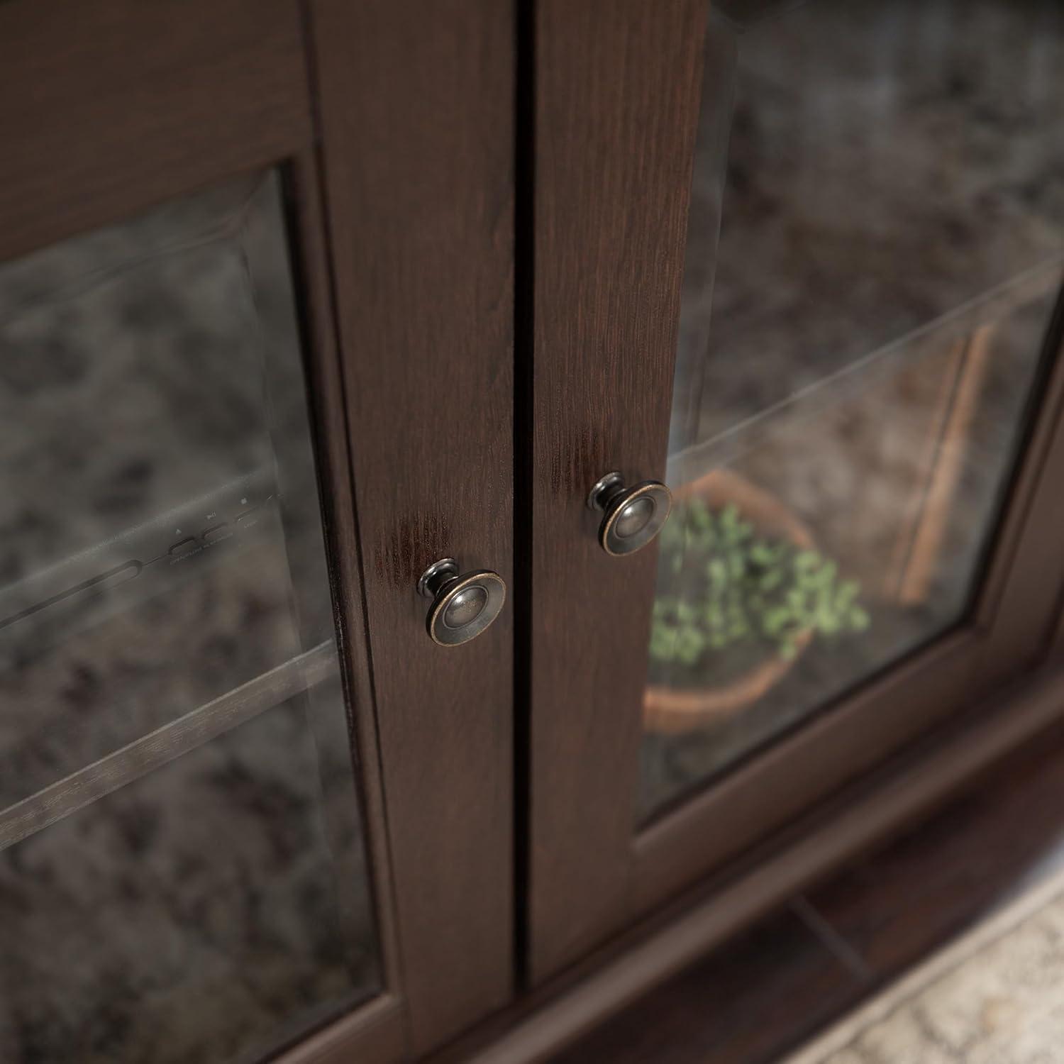 imageWalker Edison Traditional Wood Universal TV Stand with Storage Cabinets for TVs up to 65quot Living Room Entertainment Center 44 Inch Traditional BrownEspresso Brown