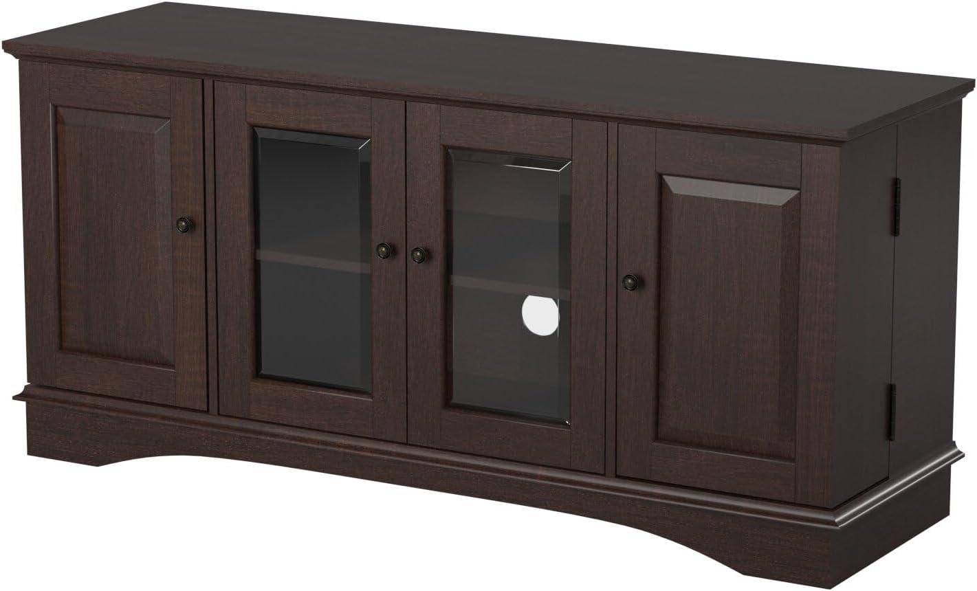 imageWalker Edison Traditional Wood Universal TV Stand with Storage Cabinets for TVs up to 65quot Living Room Entertainment Center 44 Inch Traditional BrownEspresso Brown