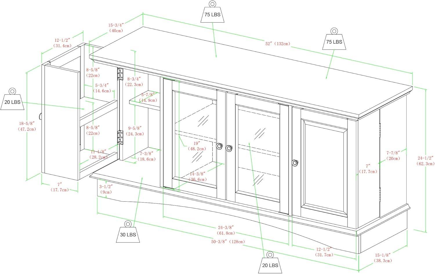 imageWalker Edison Traditional Wood Universal TV Stand with Storage Cabinets for TVs up to 65quot Living Room Entertainment Center 44 Inch Traditional BrownEspresso Brown
