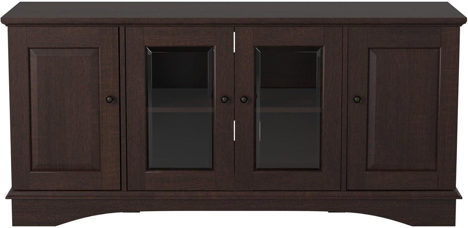 imageWalker Edison Traditional Wood Universal TV Stand with Storage Cabinets for TVs up to 65quot Living Room Entertainment Center 44 Inch Traditional BrownEspresso Brown