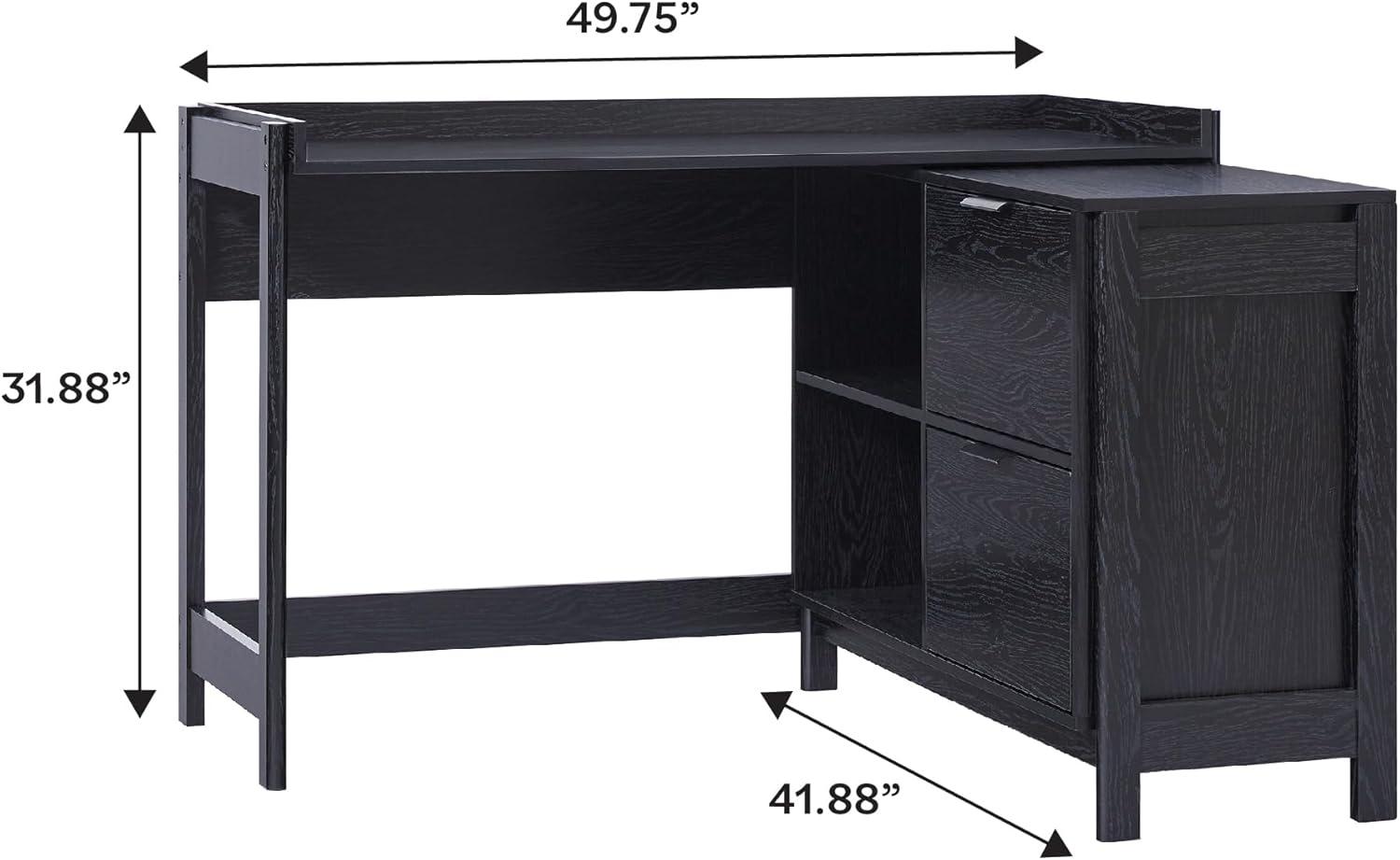 imageWalker Edison Transitional Office Design Writing Desk with Drawers and Open Cubbies Spacious Desktop Reversible Fit Complementary in Living Spaces 4975L BlackBlack