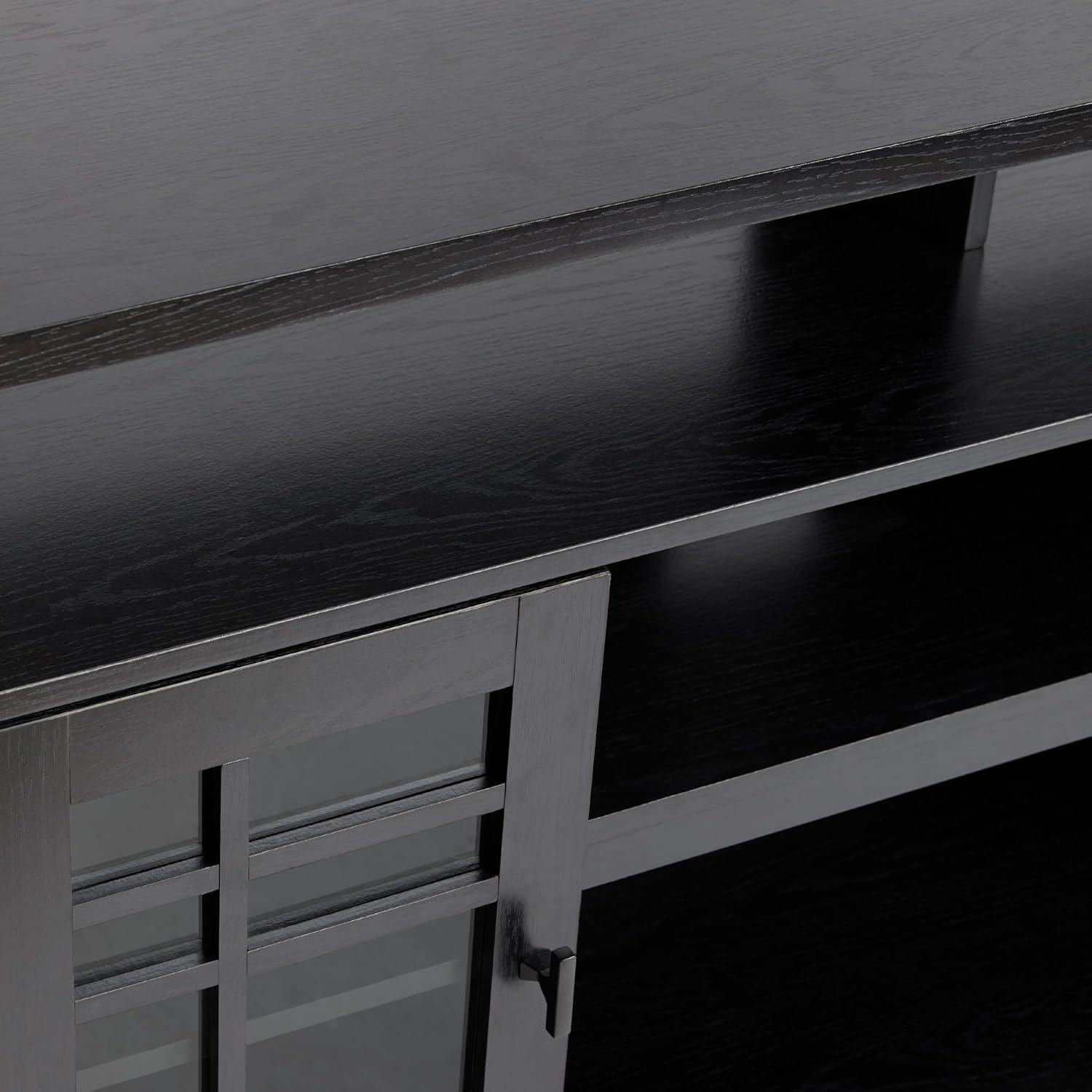 imageWalker Edison TransitionalStyle Windowpane Glass Door Storage Sideboard 58 Inch Coastal OakBlack