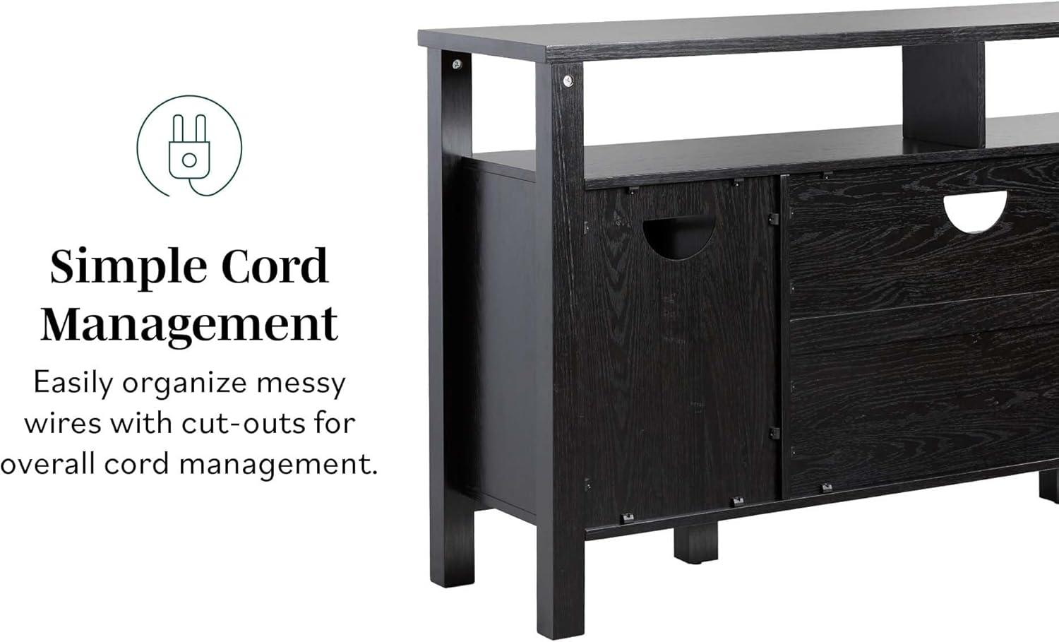 imageWalker Edison TransitionalStyle Windowpane Glass Door Storage Sideboard 58 Inch Coastal OakBlack