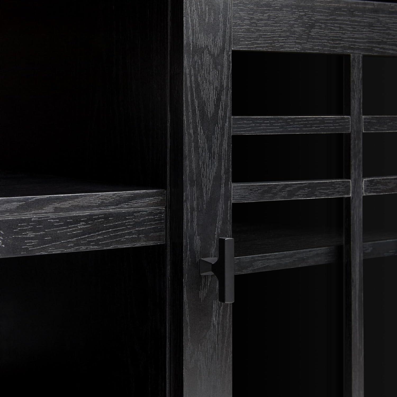 imageWalker Edison TransitionalStyle Windowpane Glass Door Storage Sideboard 58 Inch Coastal OakBlack