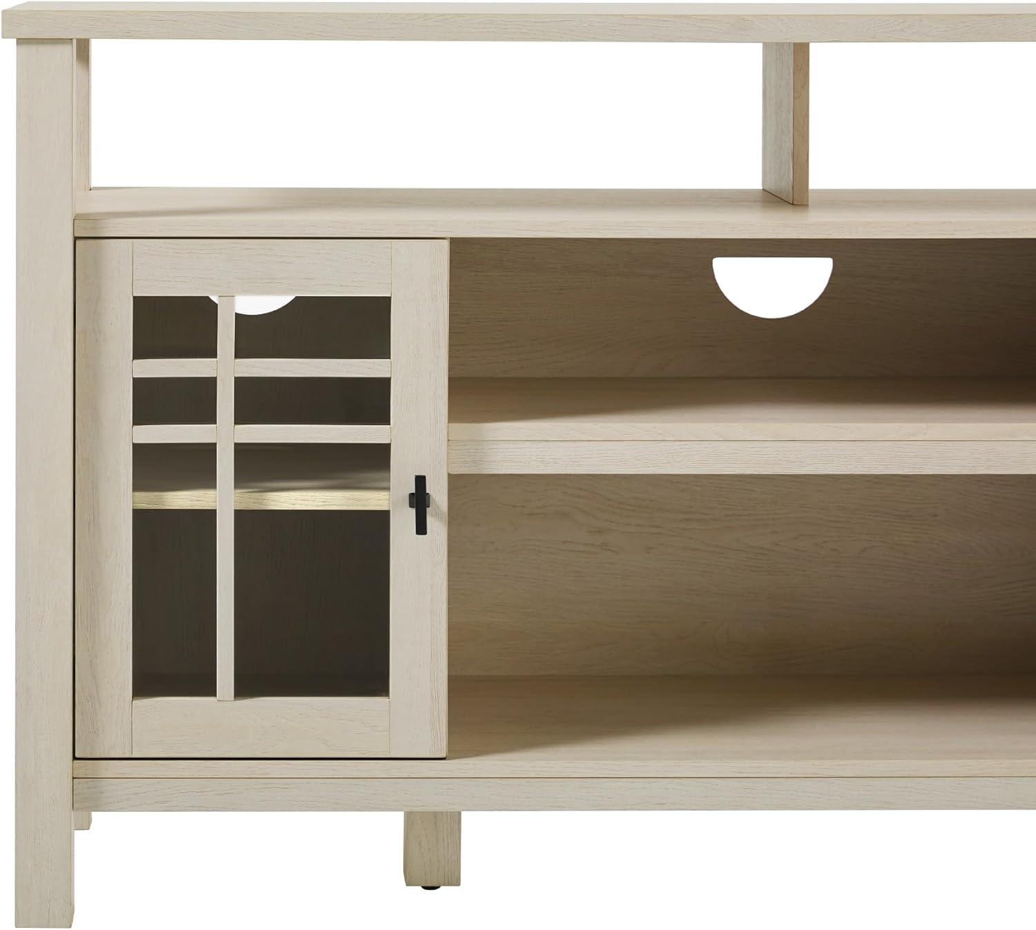 imageWalker Edison TransitionalStyle Windowpane Glass Door Storage Sideboard 58 Inch Coastal OakIvory Oak