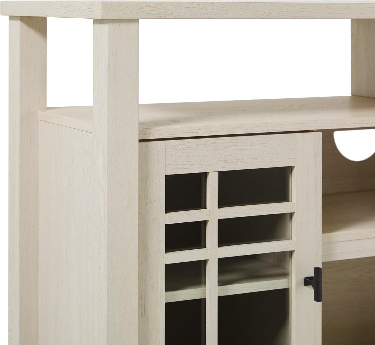 imageWalker Edison TransitionalStyle Windowpane Glass Door Storage Sideboard 58 Inch Coastal OakIvory Oak