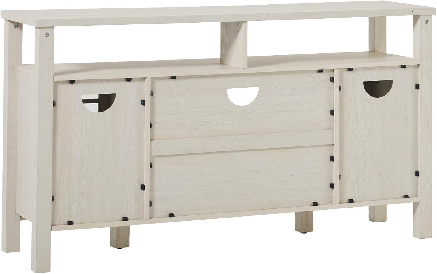 imageWalker Edison TransitionalStyle Windowpane Glass Door Storage Sideboard 58 Inch Coastal OakIvory Oak