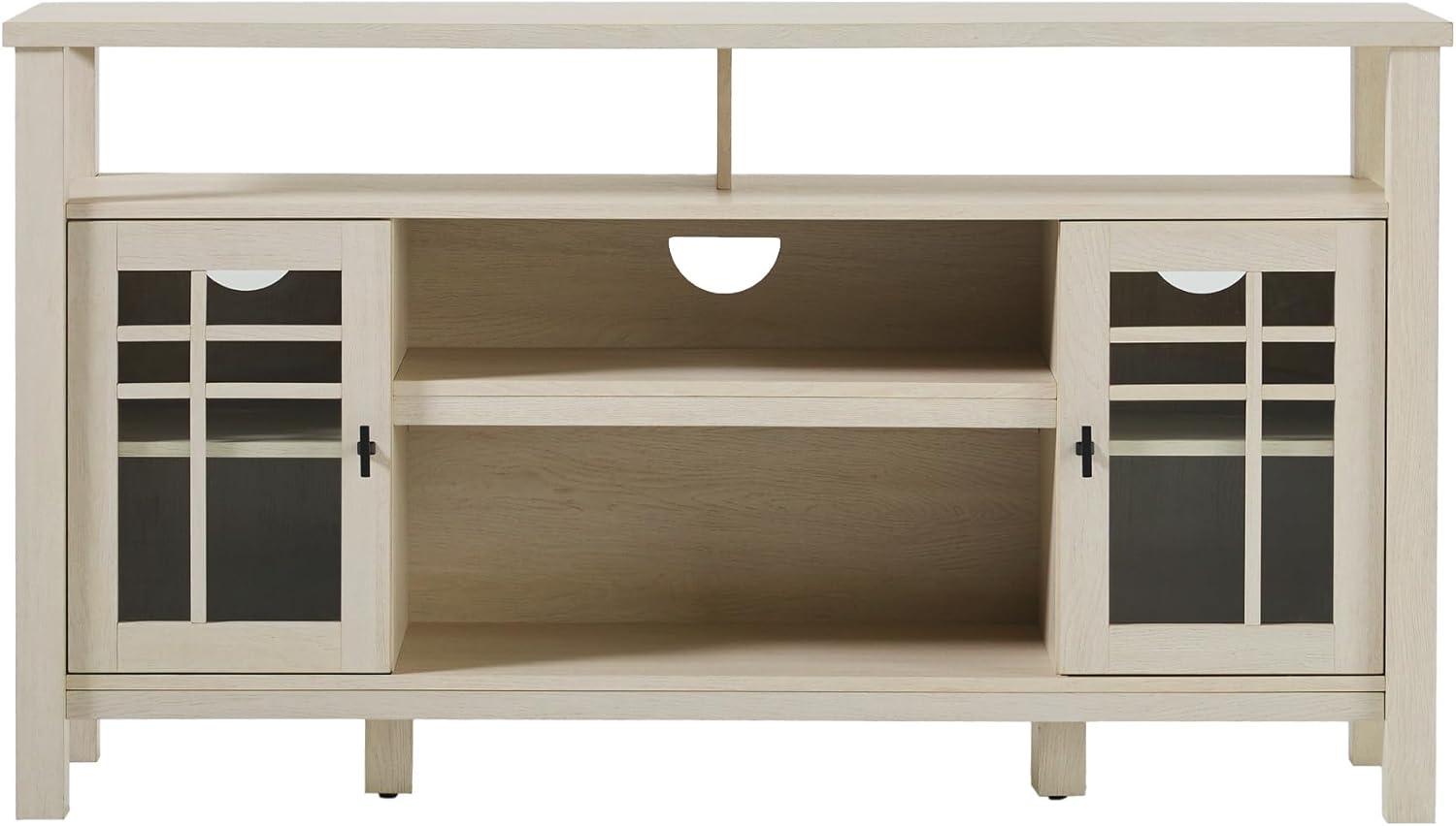 imageWalker Edison TransitionalStyle Windowpane Glass Door Storage Sideboard 58 Inch Coastal OakIvory Oak